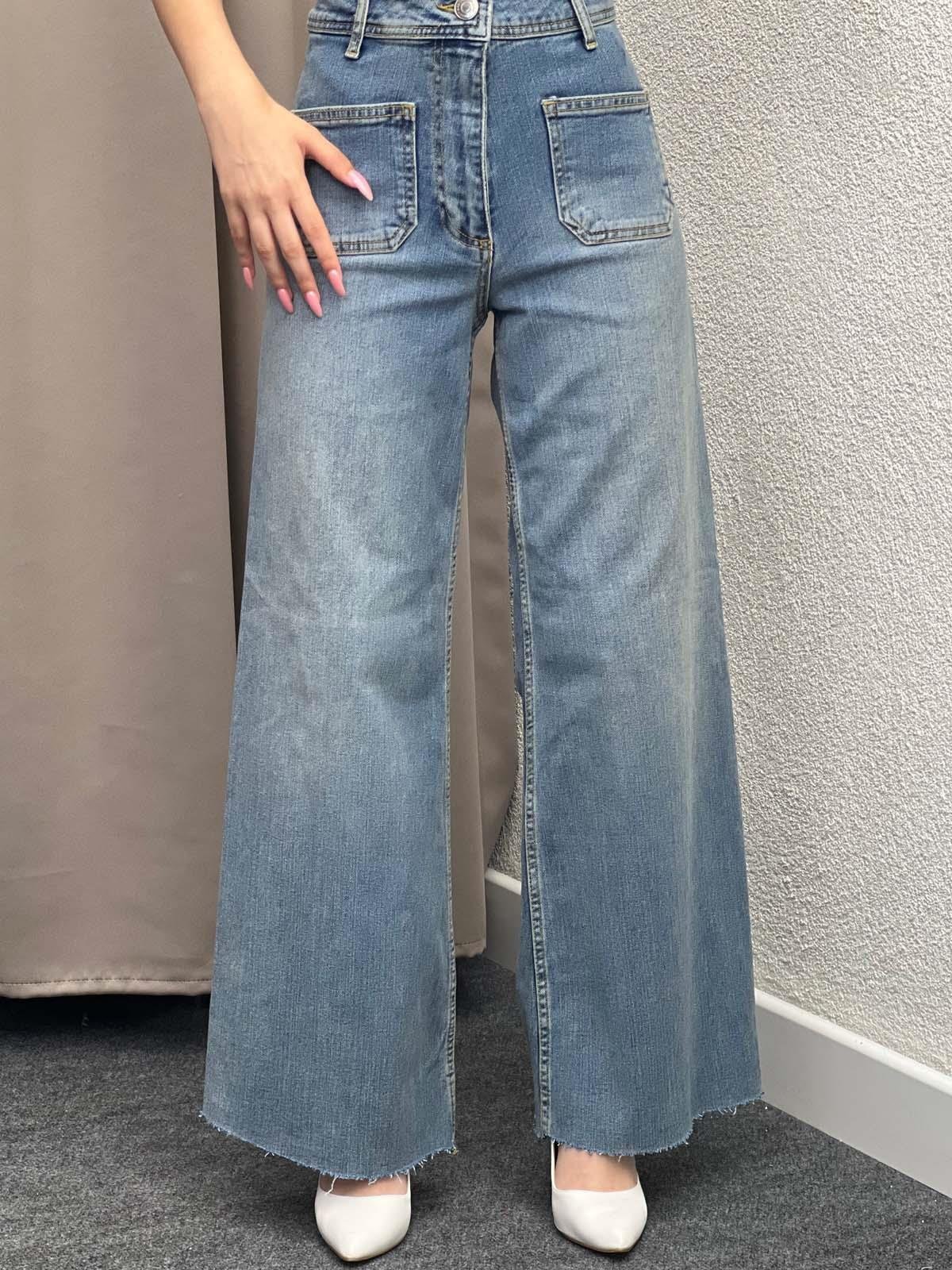 Paça Kesik İspanyol Paça Mavi Jean 