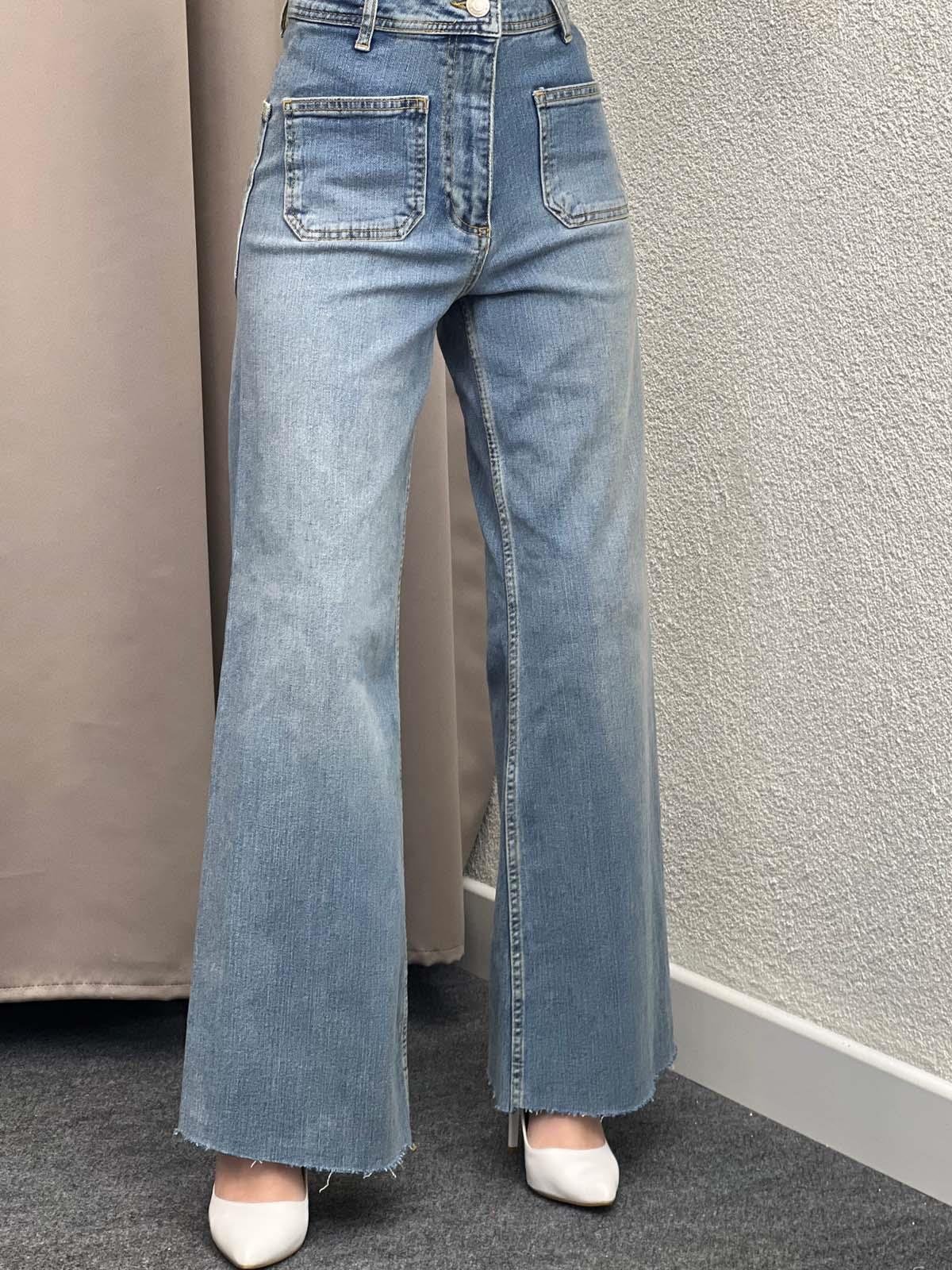 Paça Kesik İspanyol Paça Mavi Jean 