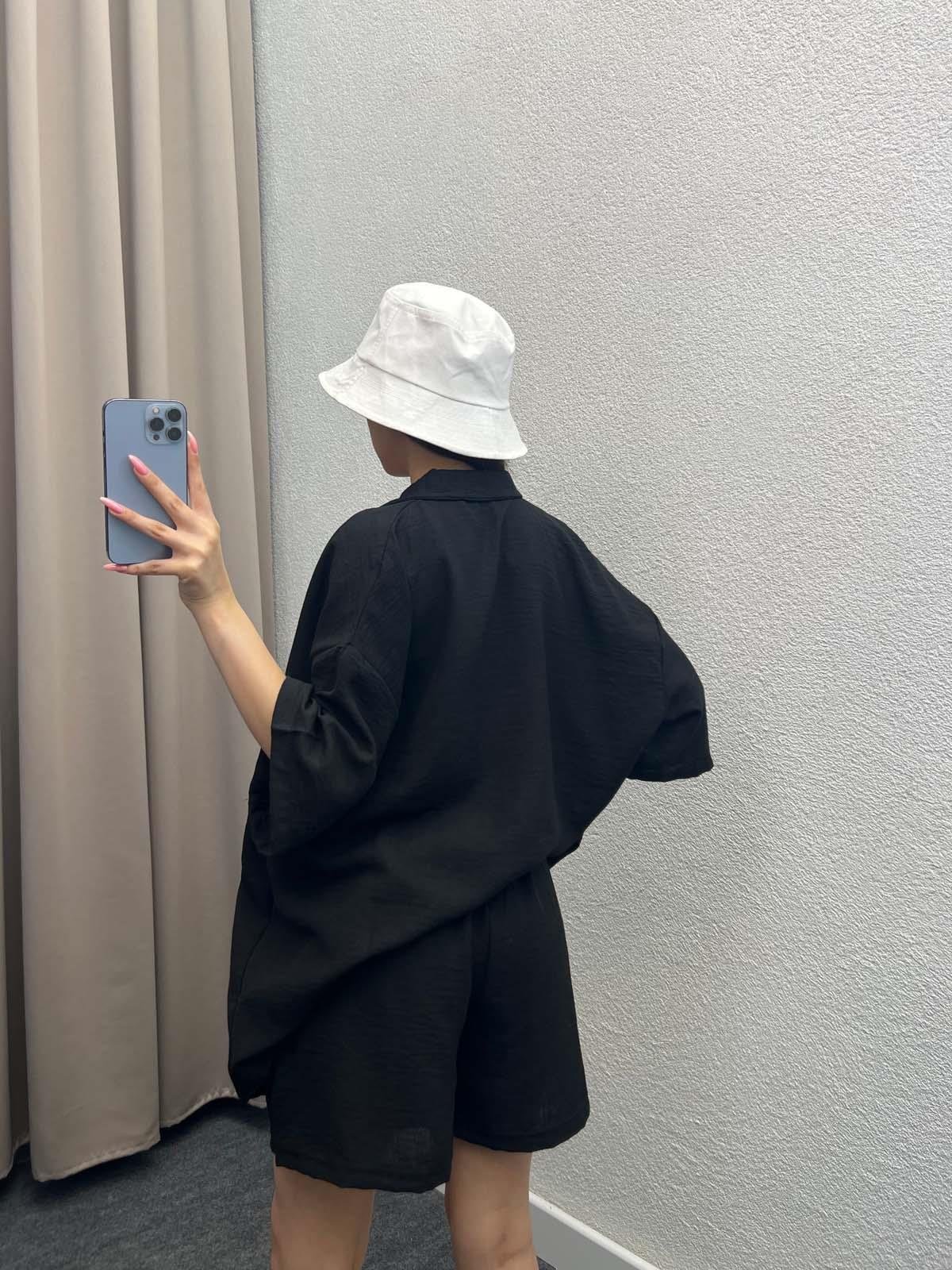 Pakhet Keten Siyah Gömlekli Takım