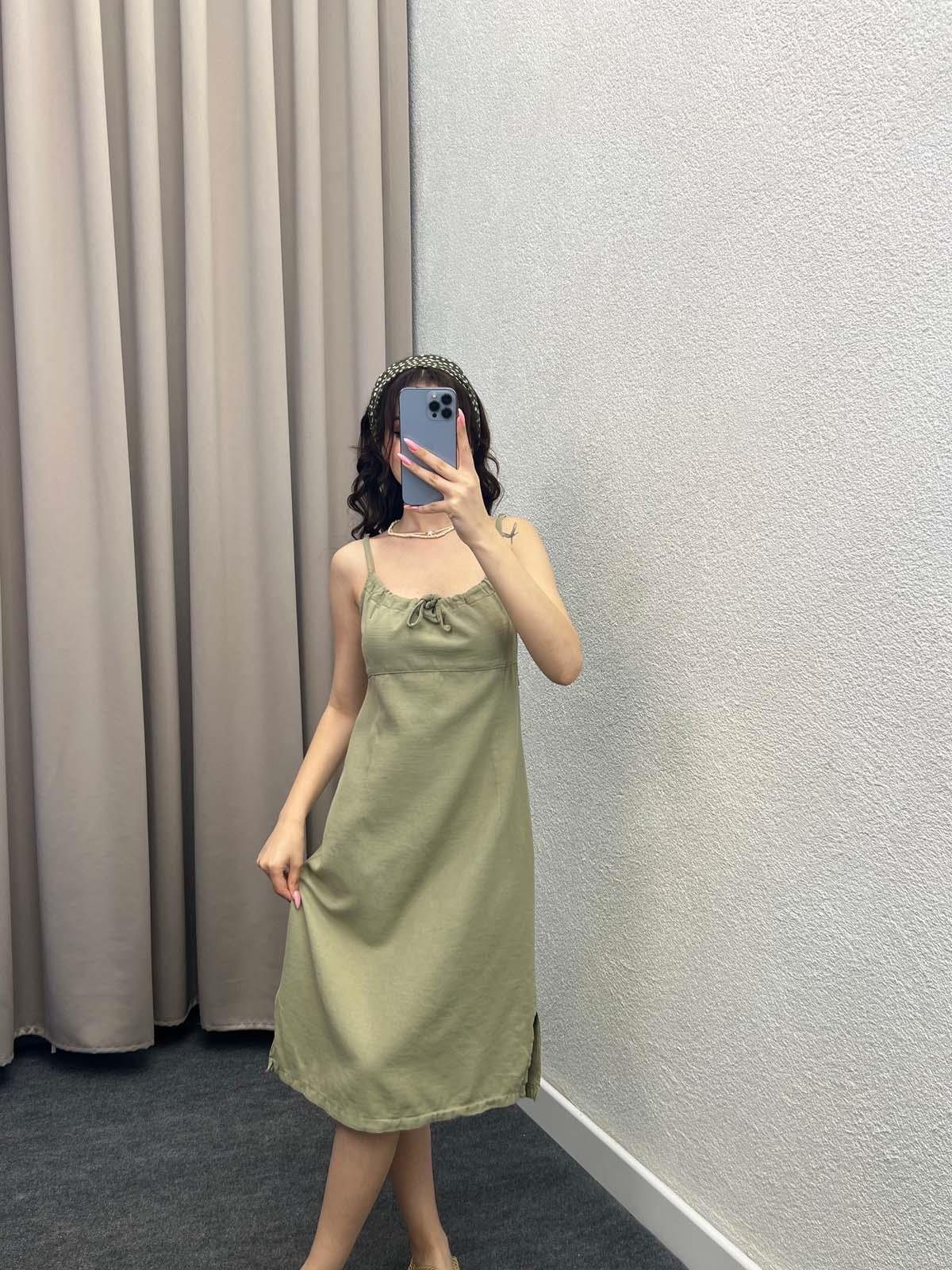 Palmiye Mint Keten Elbise