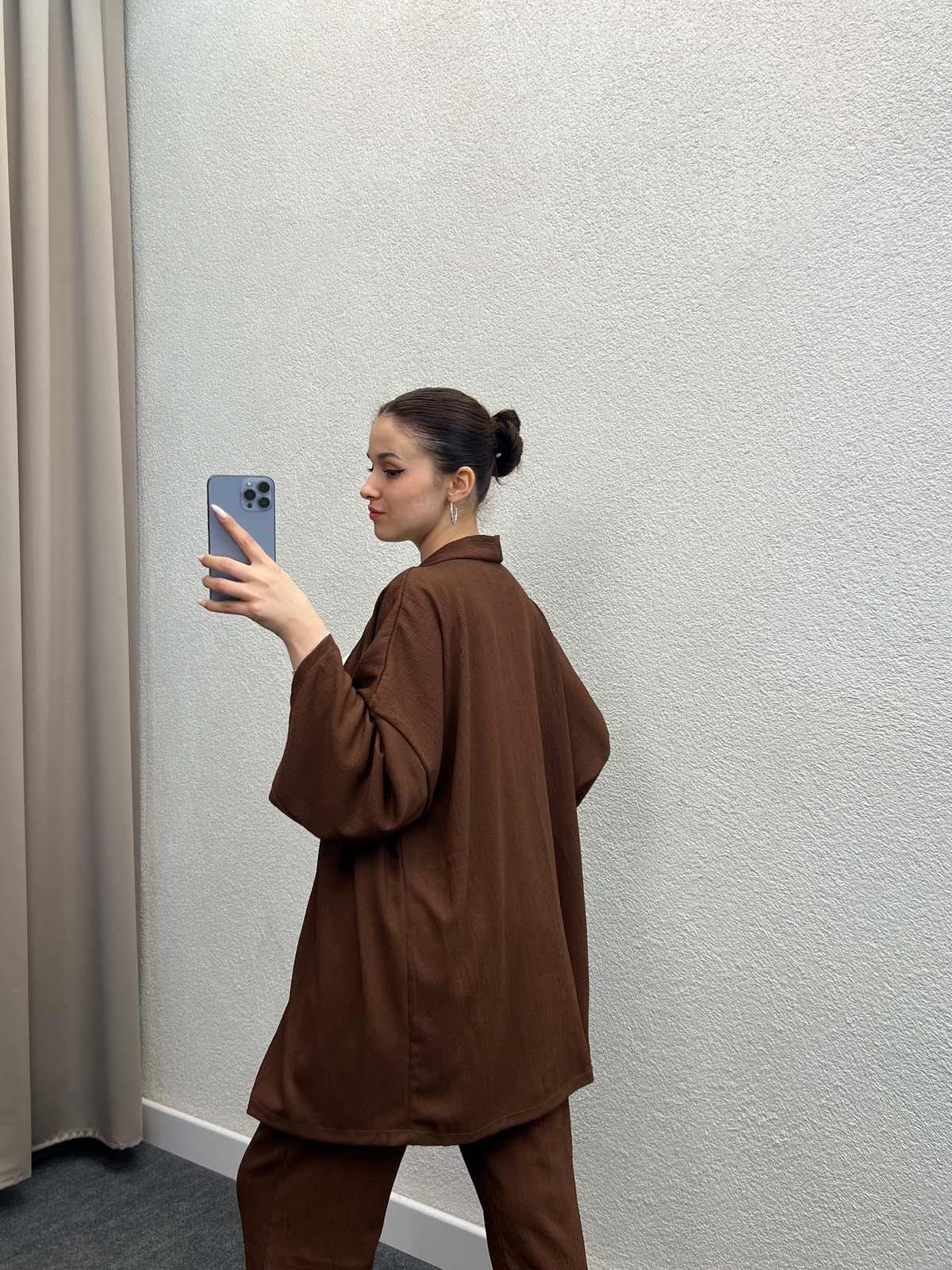 Pena Kahve Gofre Kimono Takım