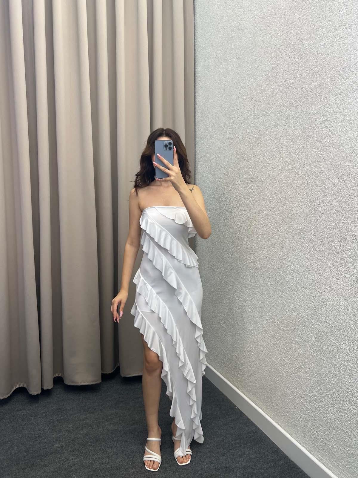 Pontos Sandy Beyaz Elbise