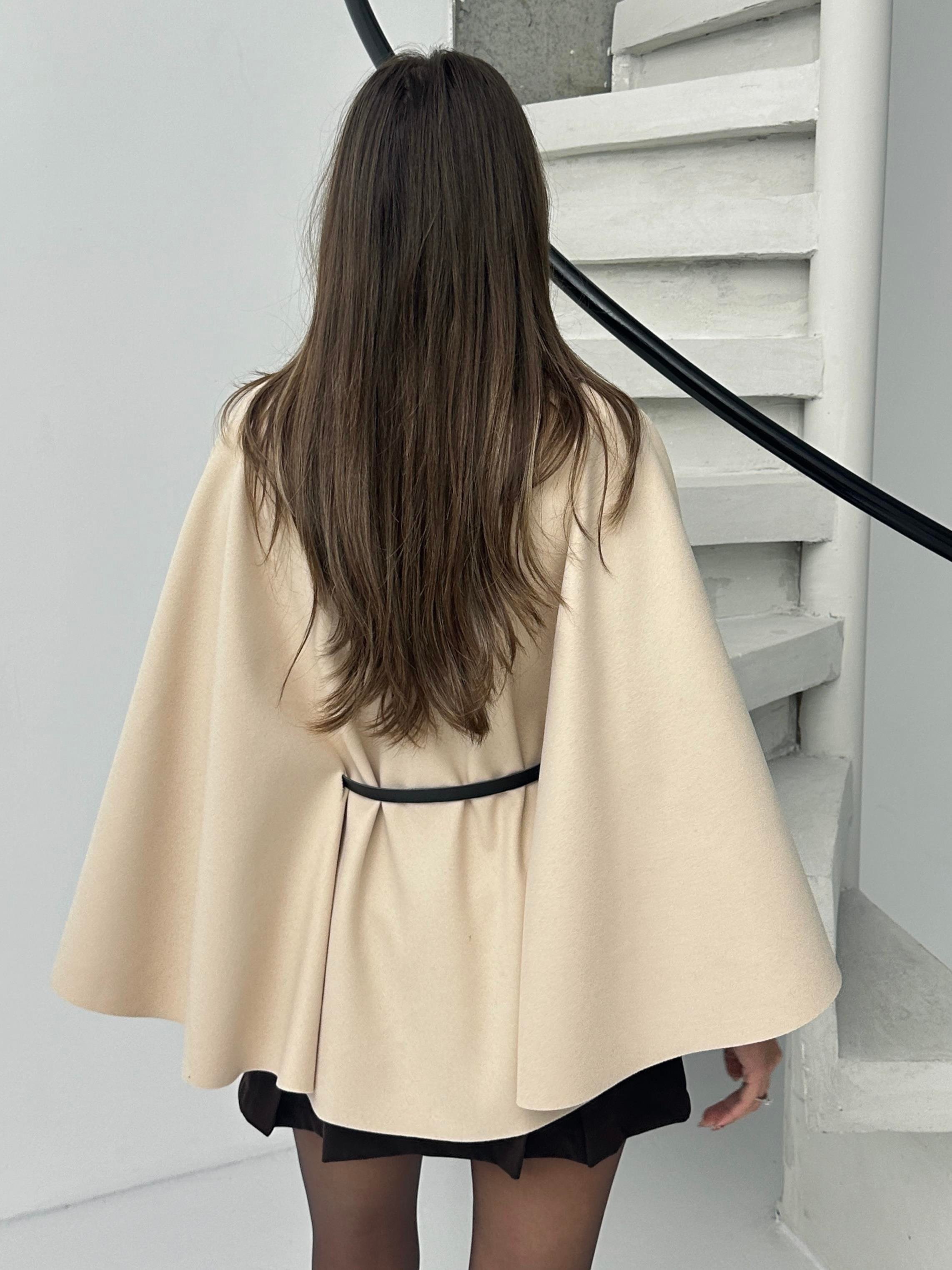 PREMİUM KALİTE KAŞE PANÇO BEJ