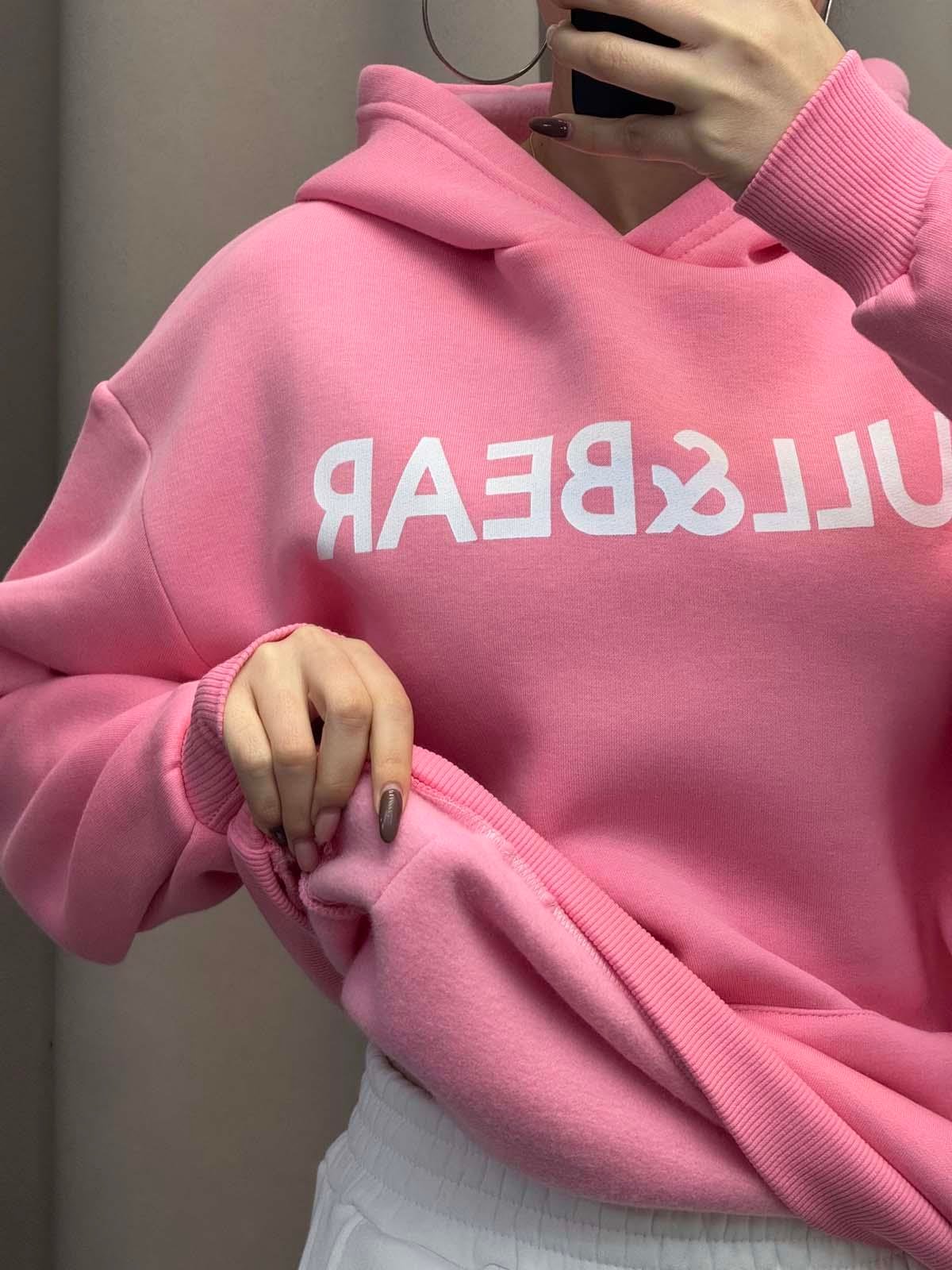 Pull Bear Pembe Kapşonlu Sweatshirt