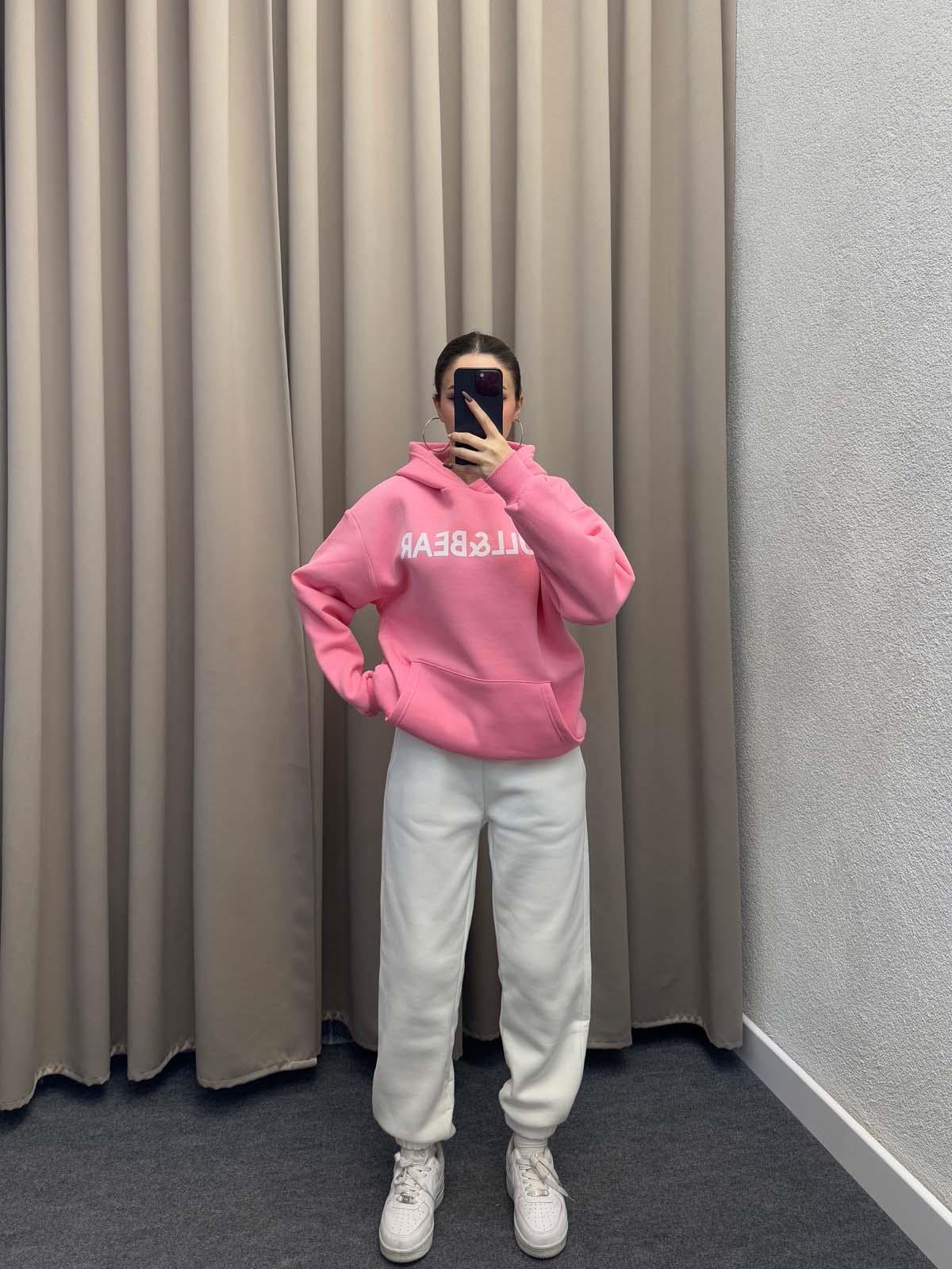 Pull Bear Pembe Kapşonlu Sweatshirt