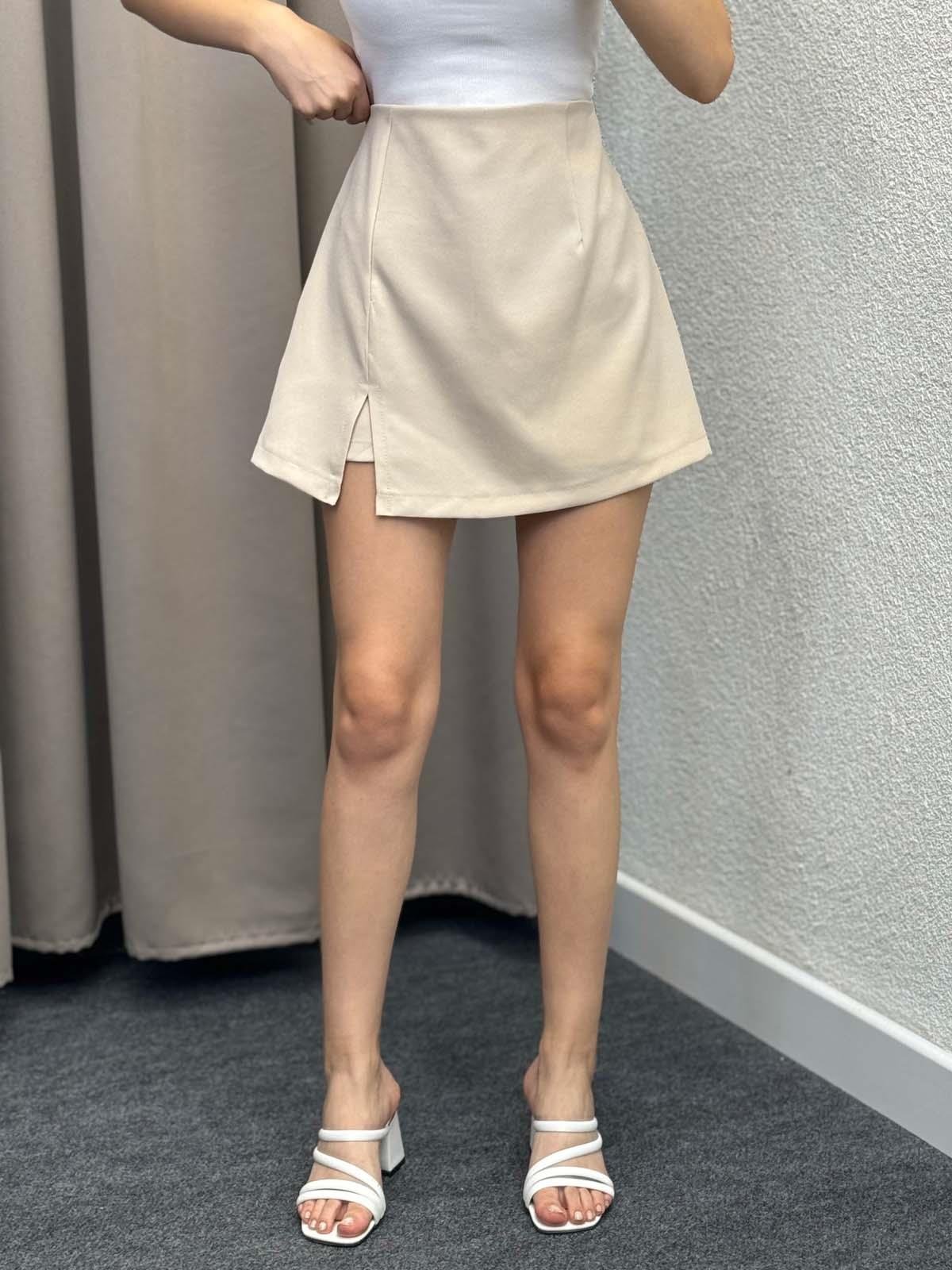 Rainbow Krem Yırmaçlı Şort Etek