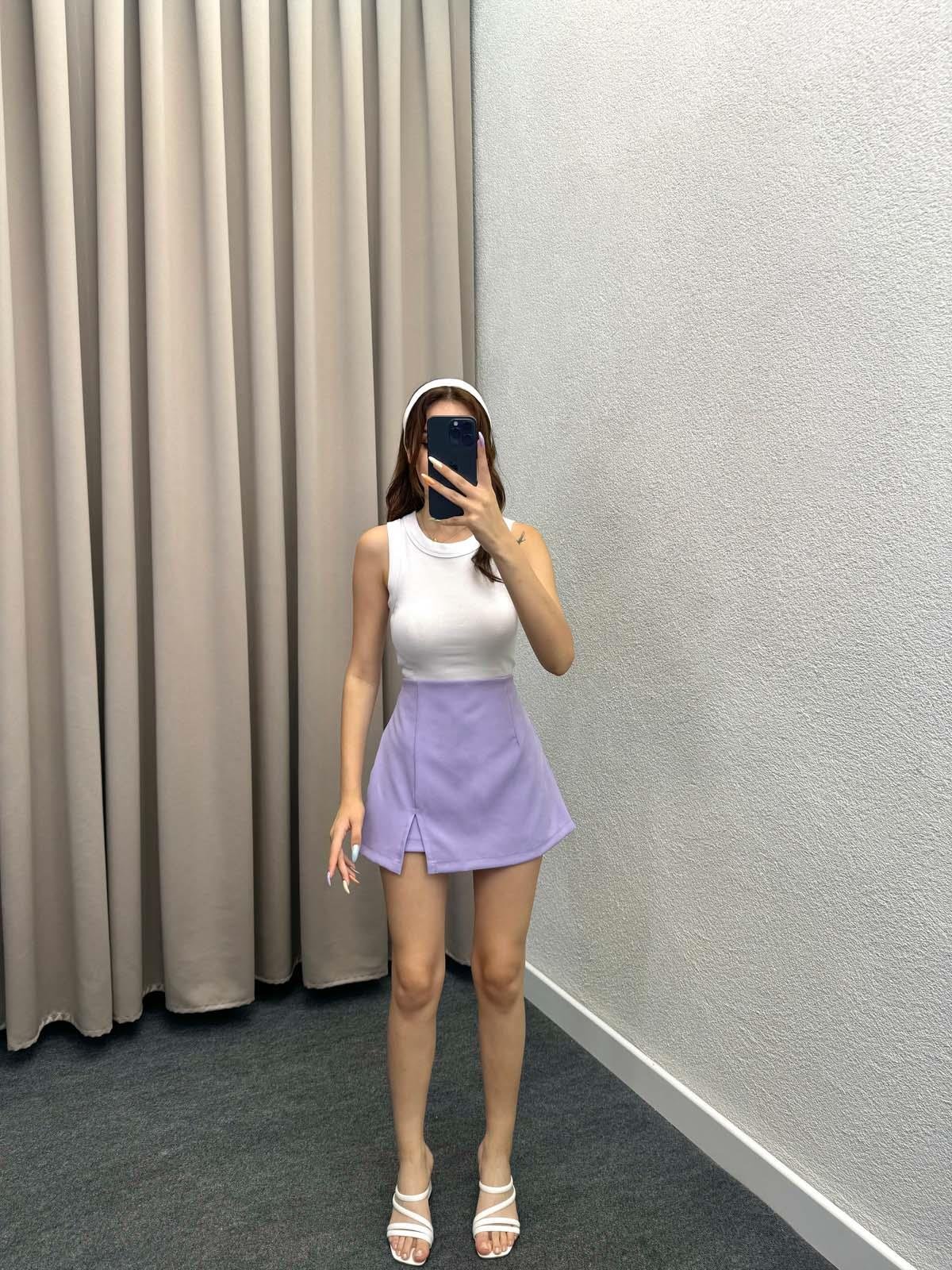 Rainbow Lila Yırmaçlı Şort Etek