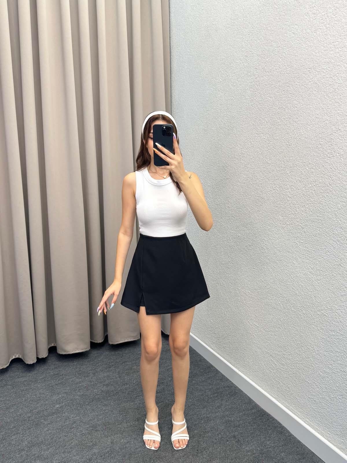 Rainbow Siyah Yırmaçlı Şort Etek