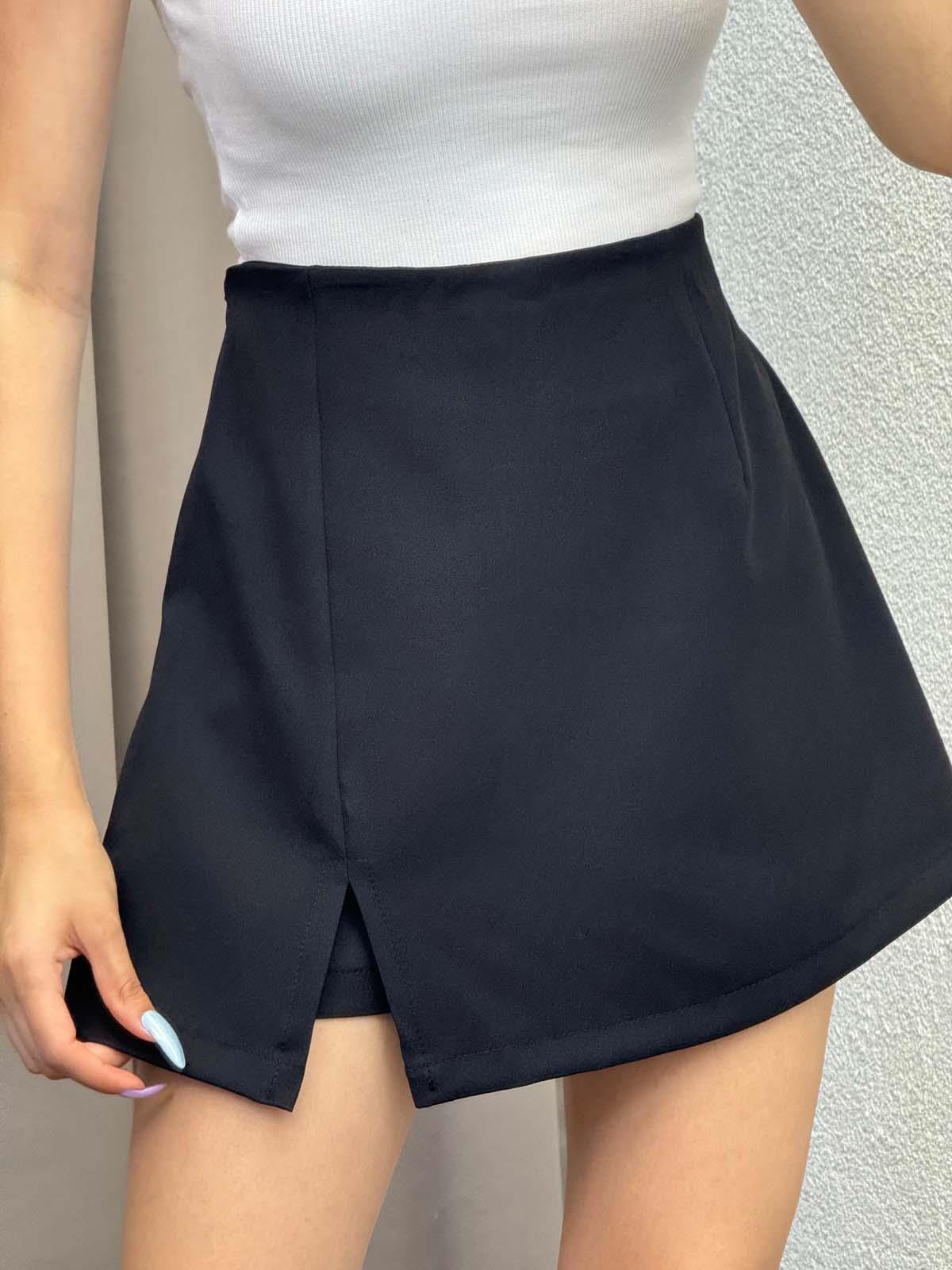 Rainbow Siyah Yırmaçlı Şort Etek