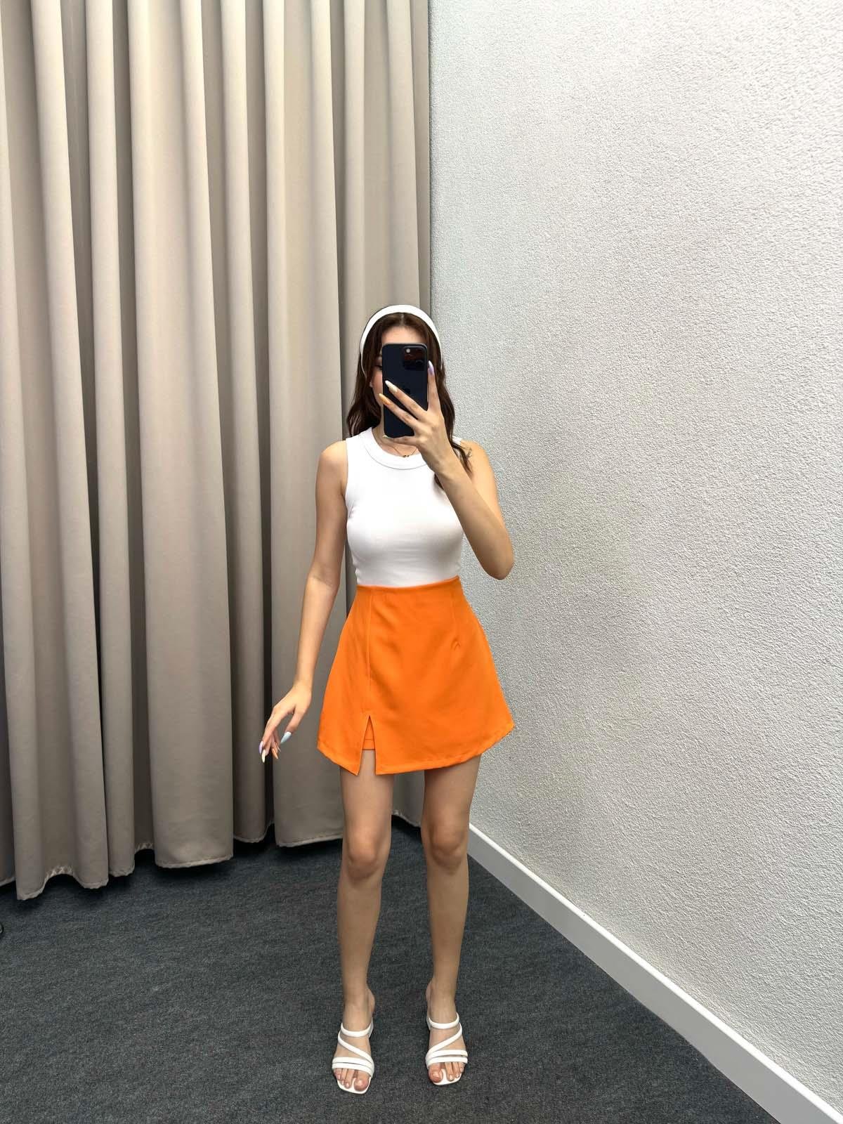 Rainbow Turuncu Yırmaçlı Şort Etek