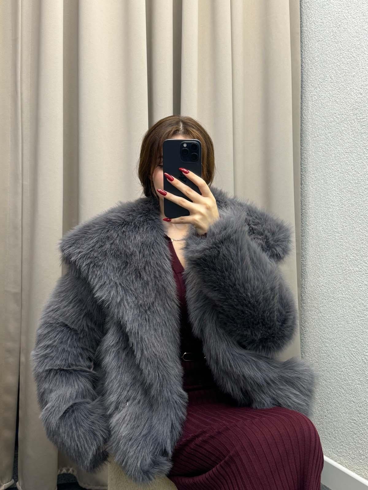 Ravenna Şal Yaka Füme Kürk Ceket