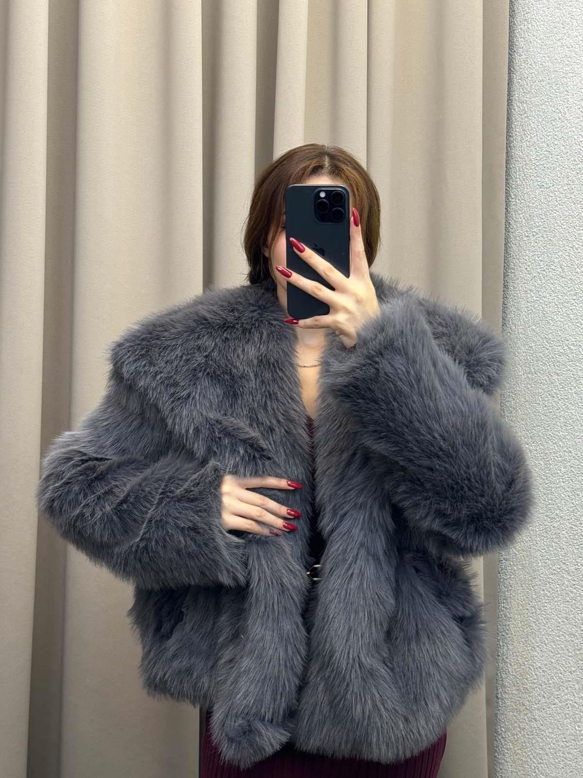 Ravenna Şal Yaka Füme Kürk Ceket