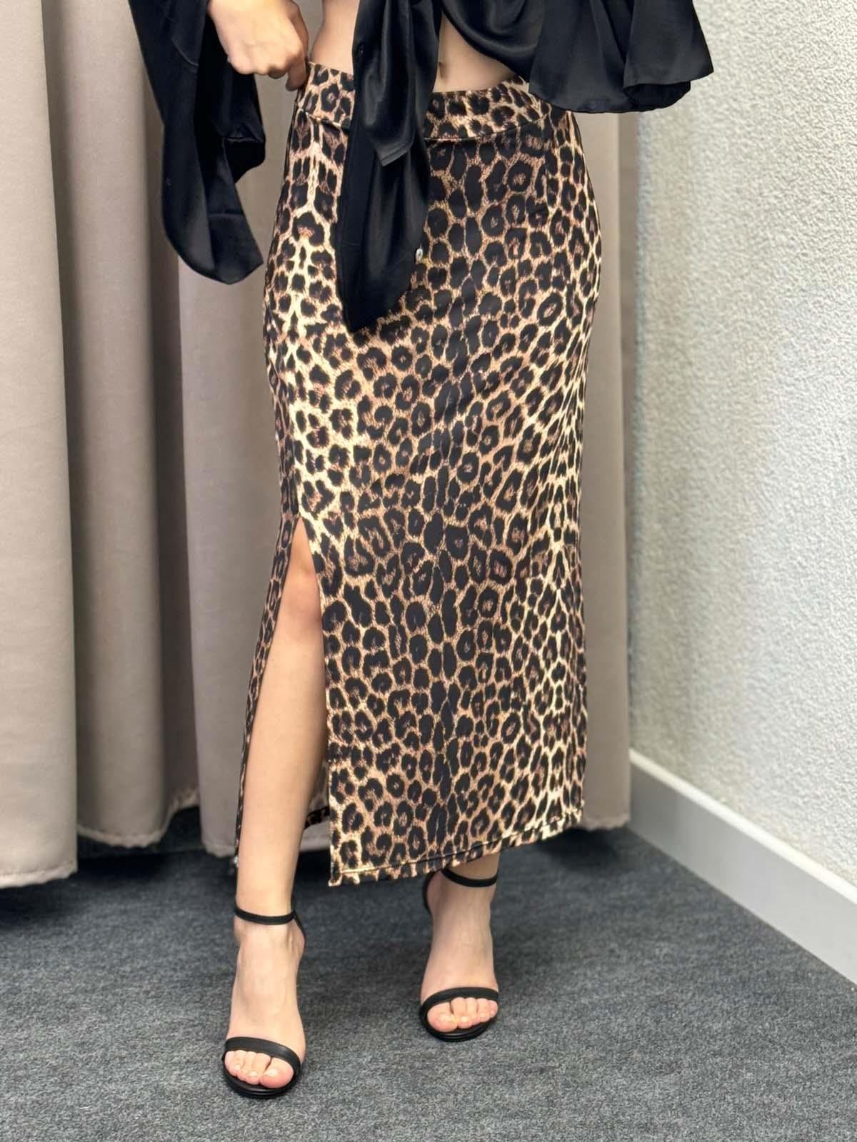 Reas Leopar Saten Etek