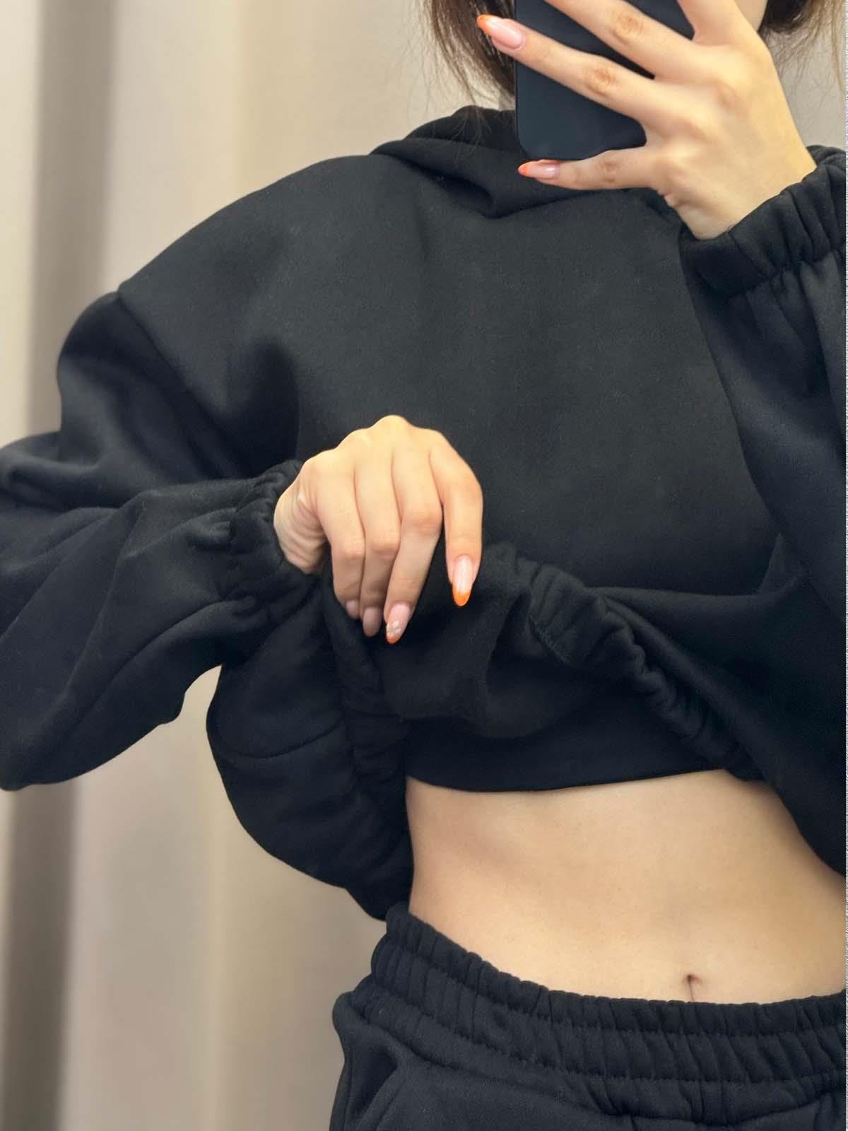 Rojo Üç İplik Şardonlu Siyah Eşofman Takımı