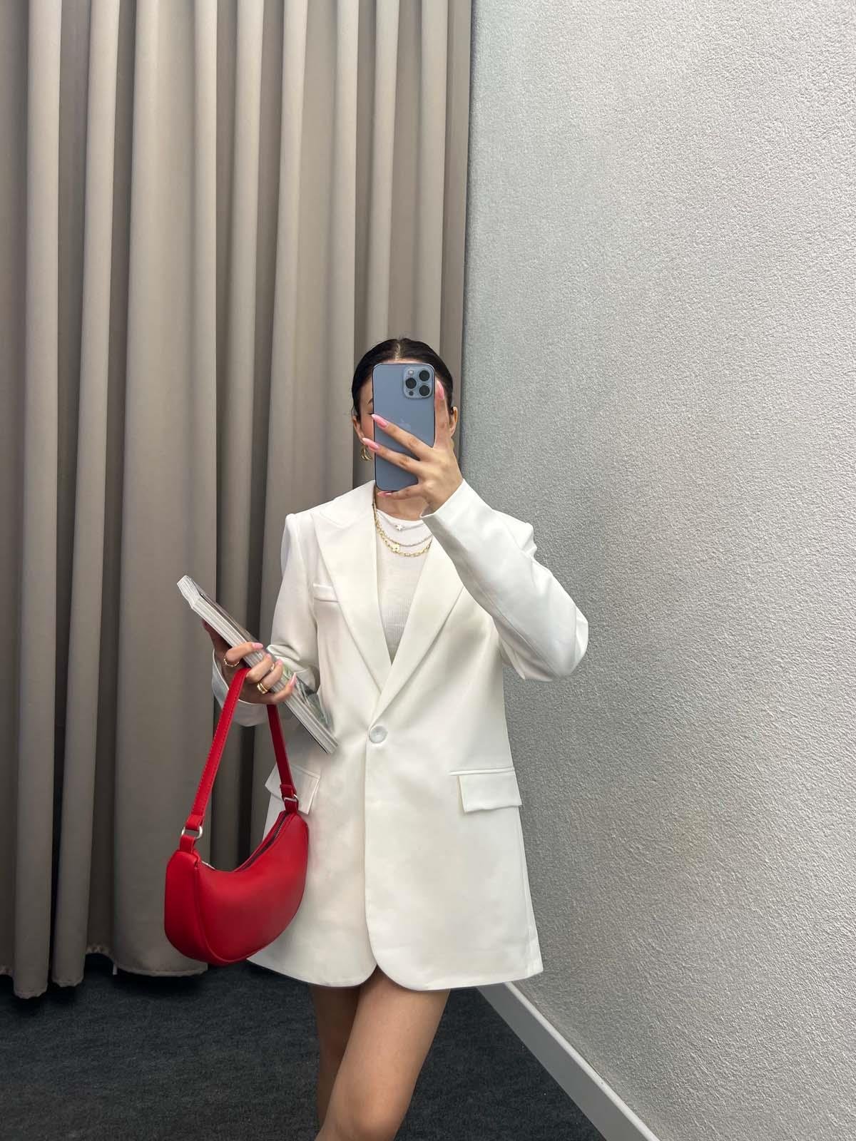 Rosto Beyaz Blazer Ceket