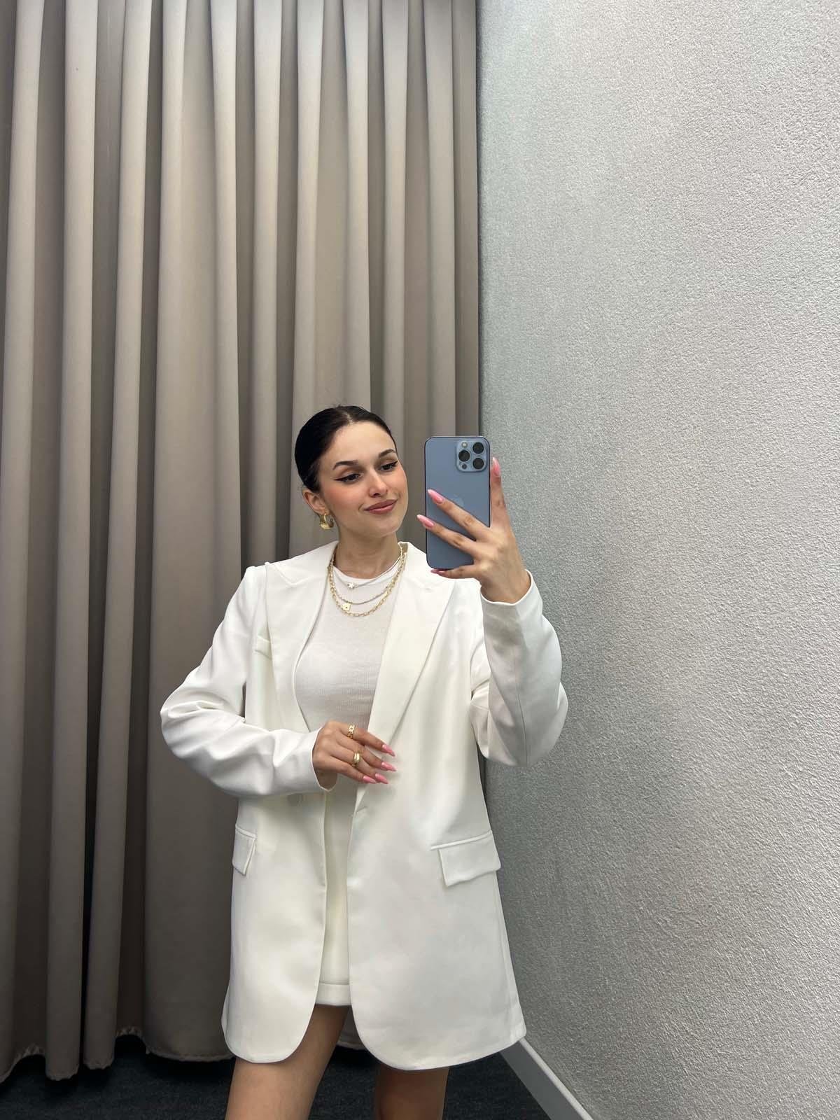 Rosto Beyaz Blazer Ceket