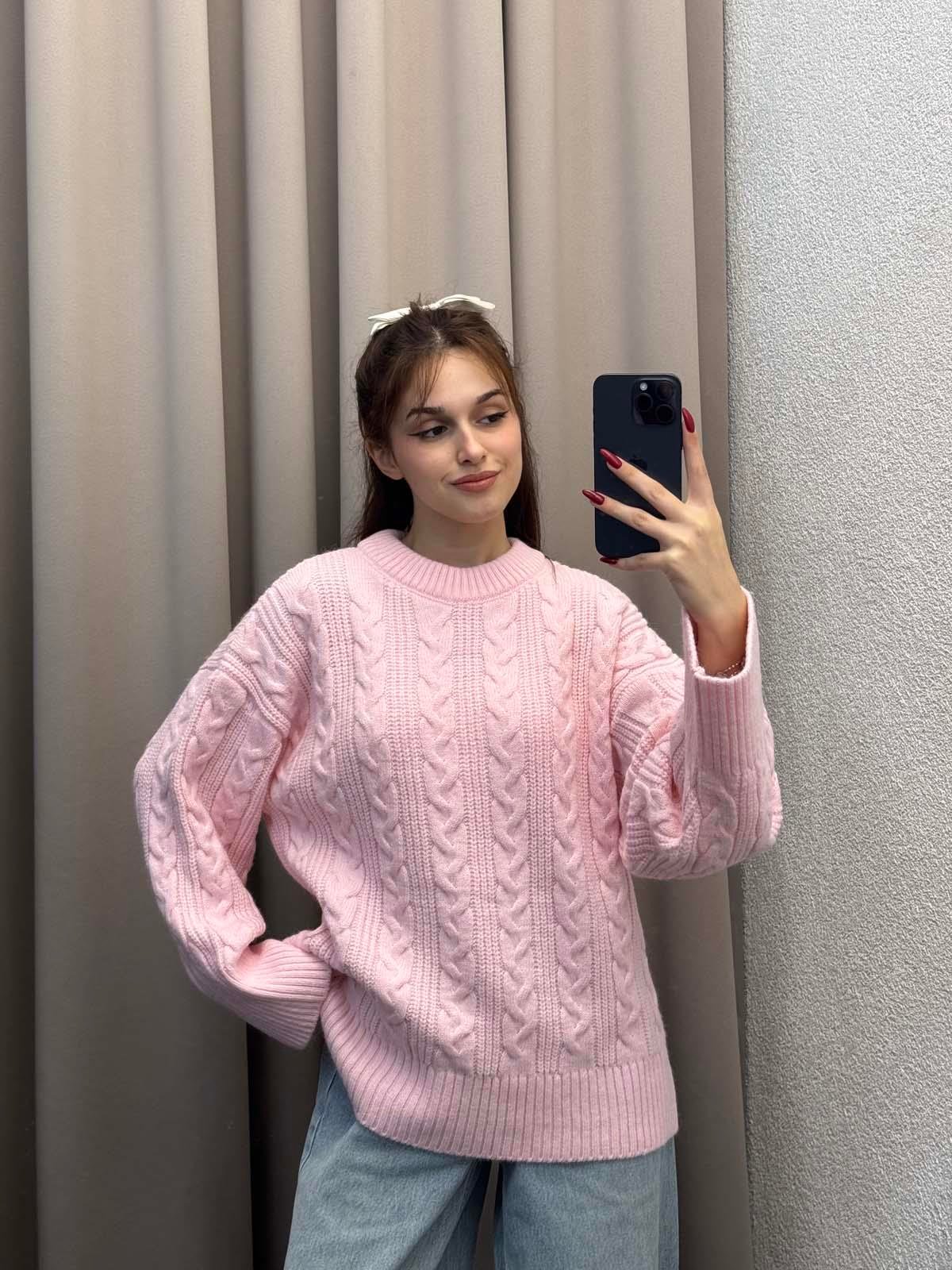 Saç Örgülü Pinterest Pembe Kazak