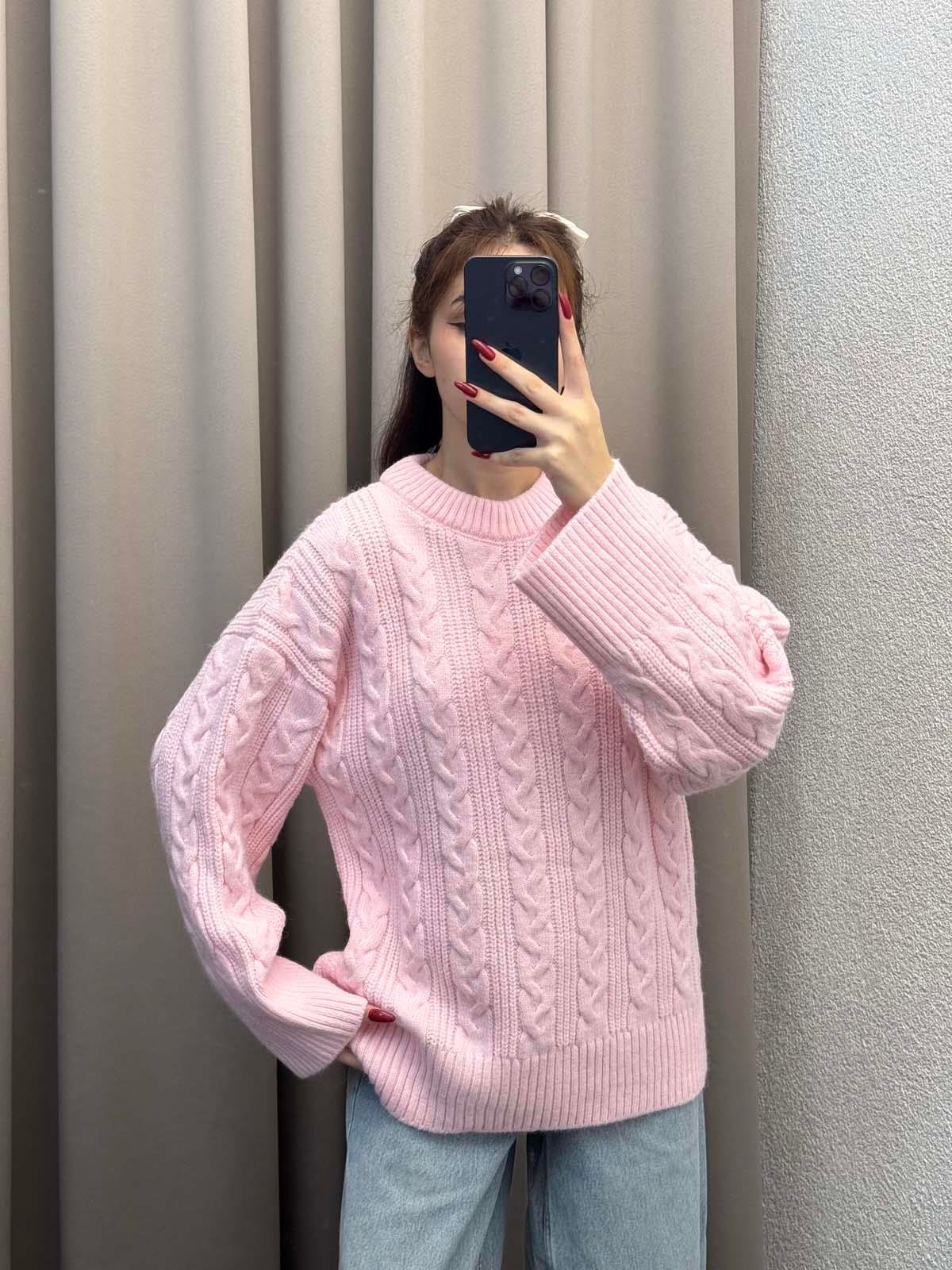 Saç Örgülü Pinterest Pembe Kazak