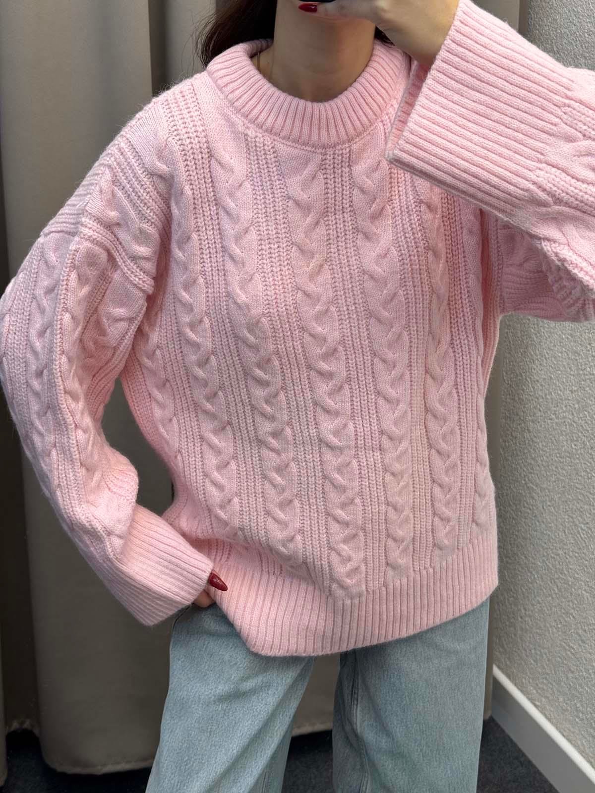 Saç Örgülü Pinterest Pembe Kazak