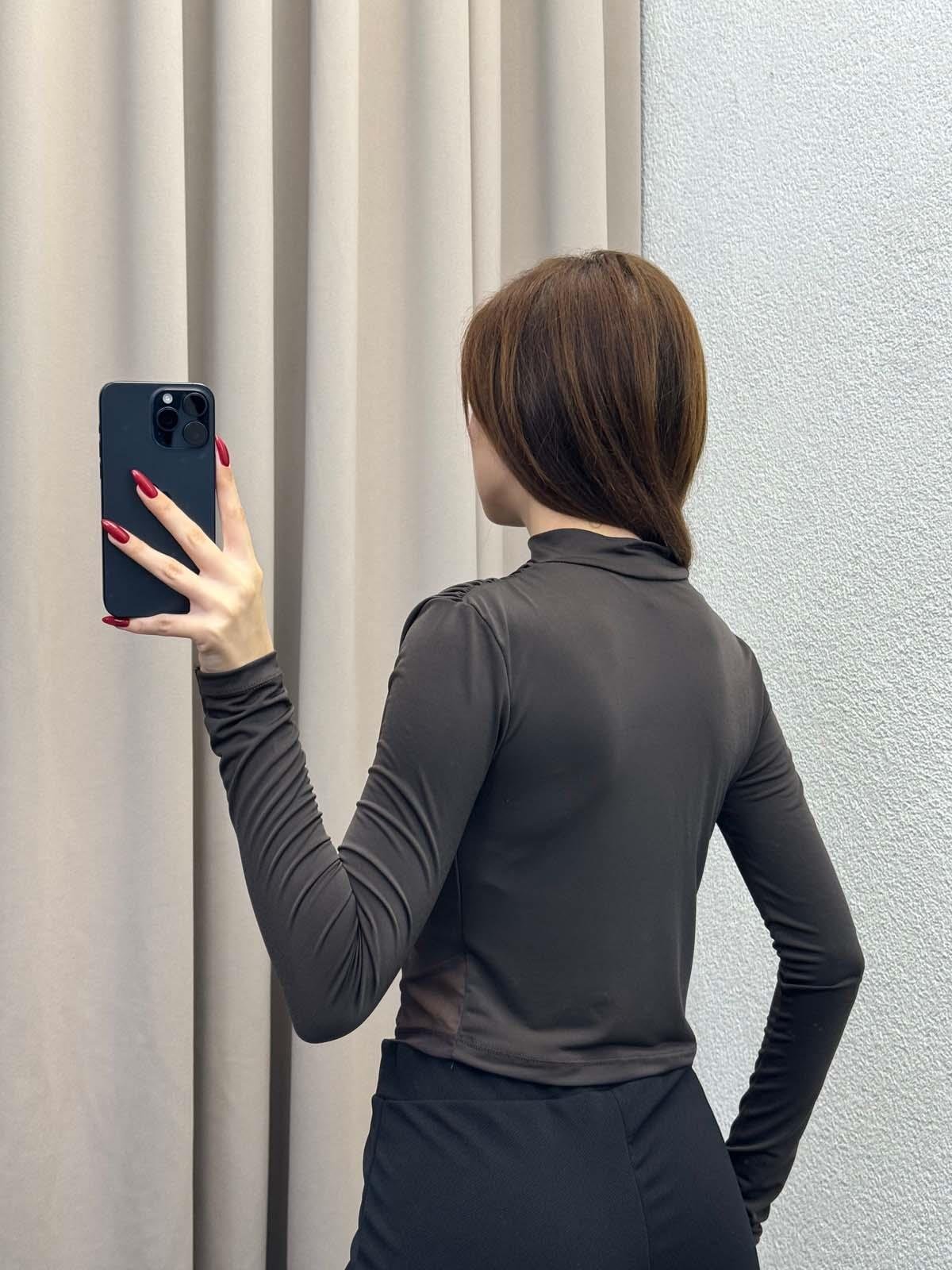 Sandy Büzgülü Kahve Bluz