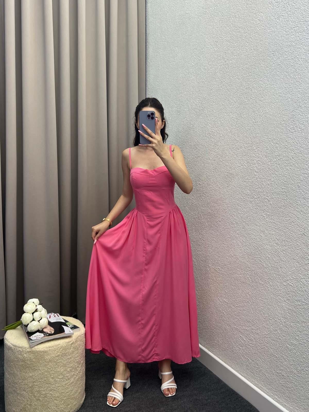 Shai Pamuk Viskon Kumaş Pembe Elbise