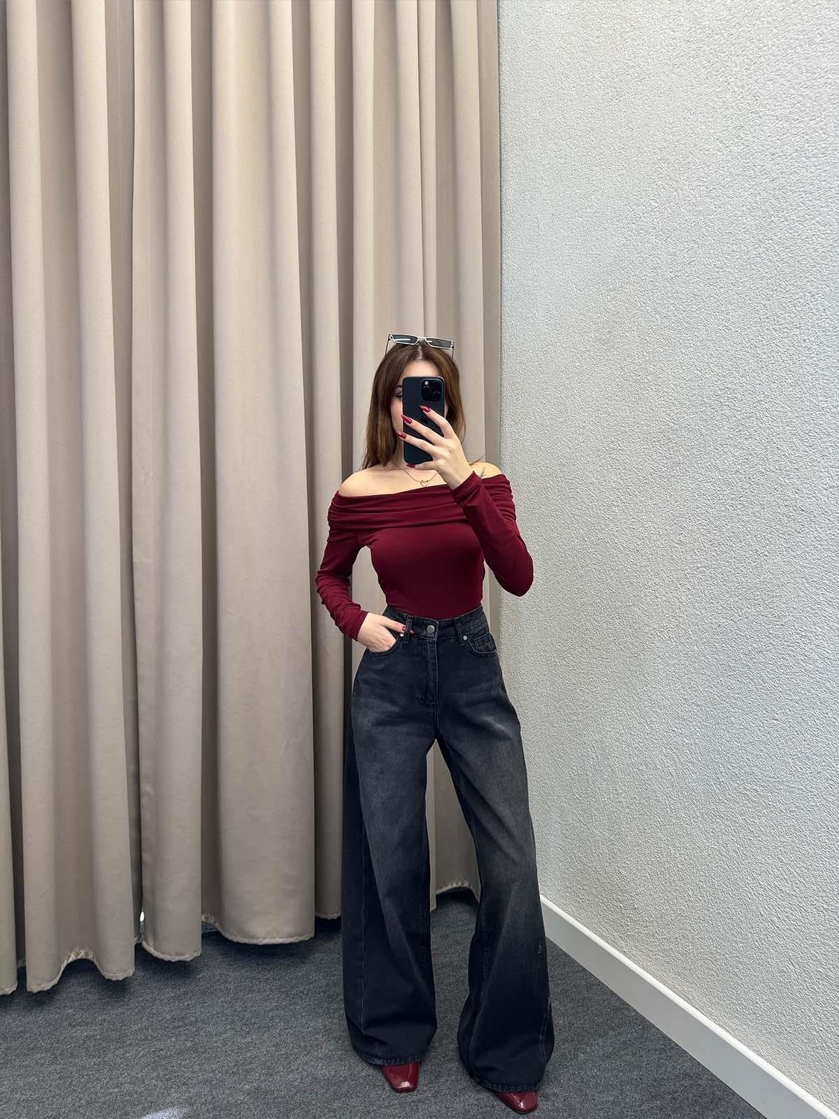 Siyah Wide Leg Jean