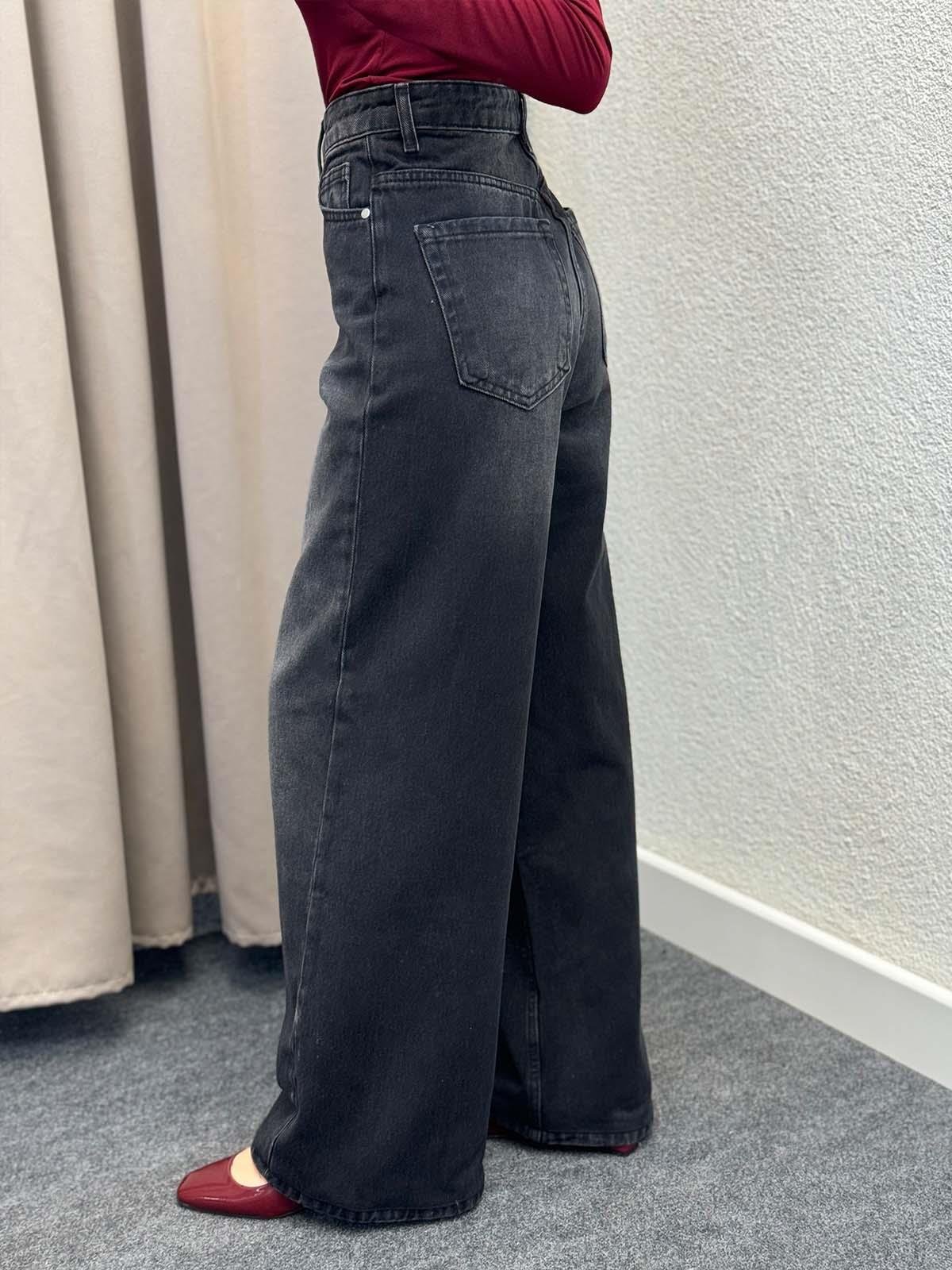 Siyah Wide Leg Jean