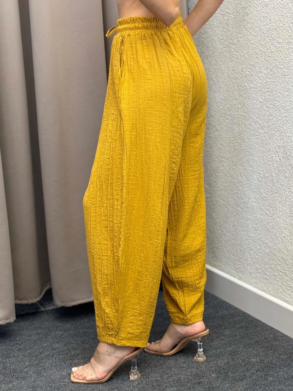 Sucks Gofre Hardal Bağlamalı Pantolon