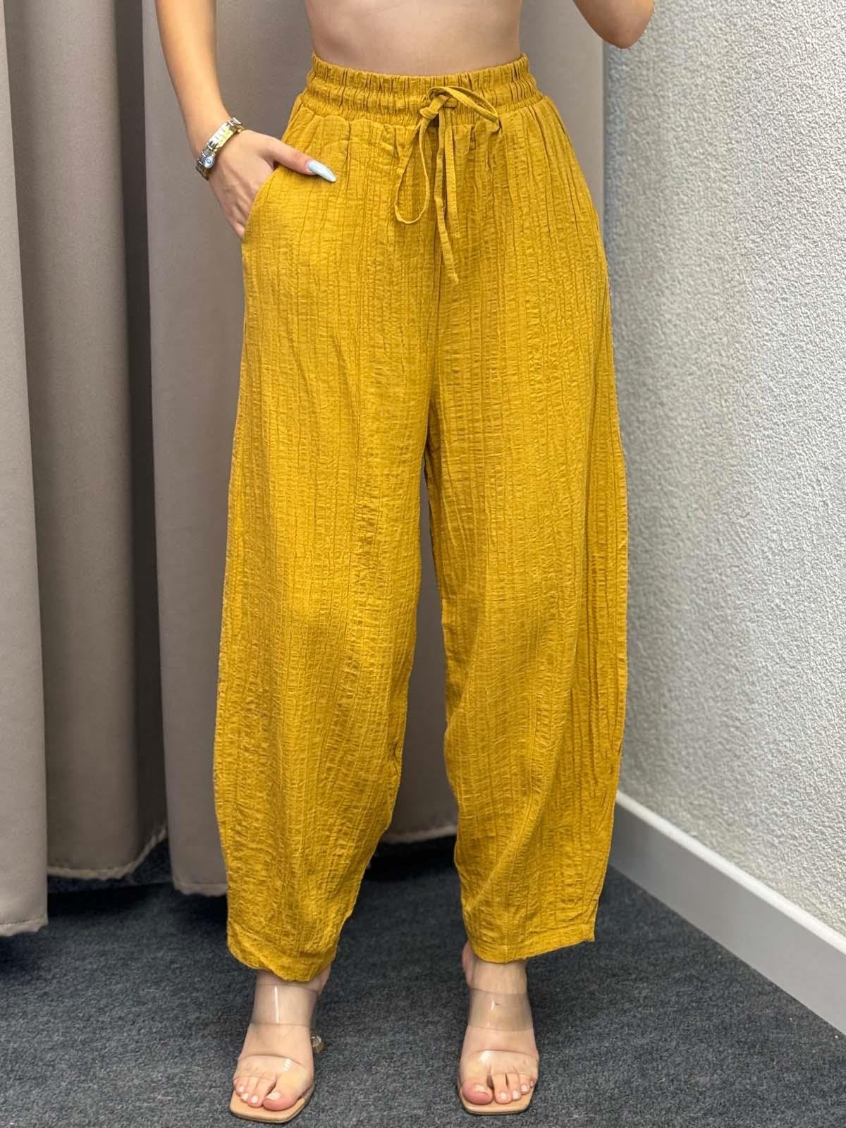 Sucks Gofre Hardal Bağlamalı Pantolon