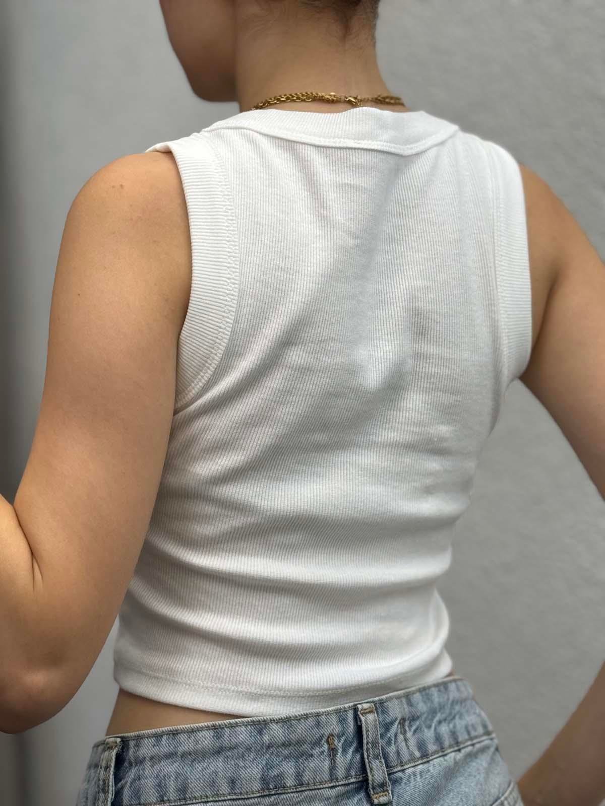Sugar Halter Yaka Kırık Beyaz Atlet
