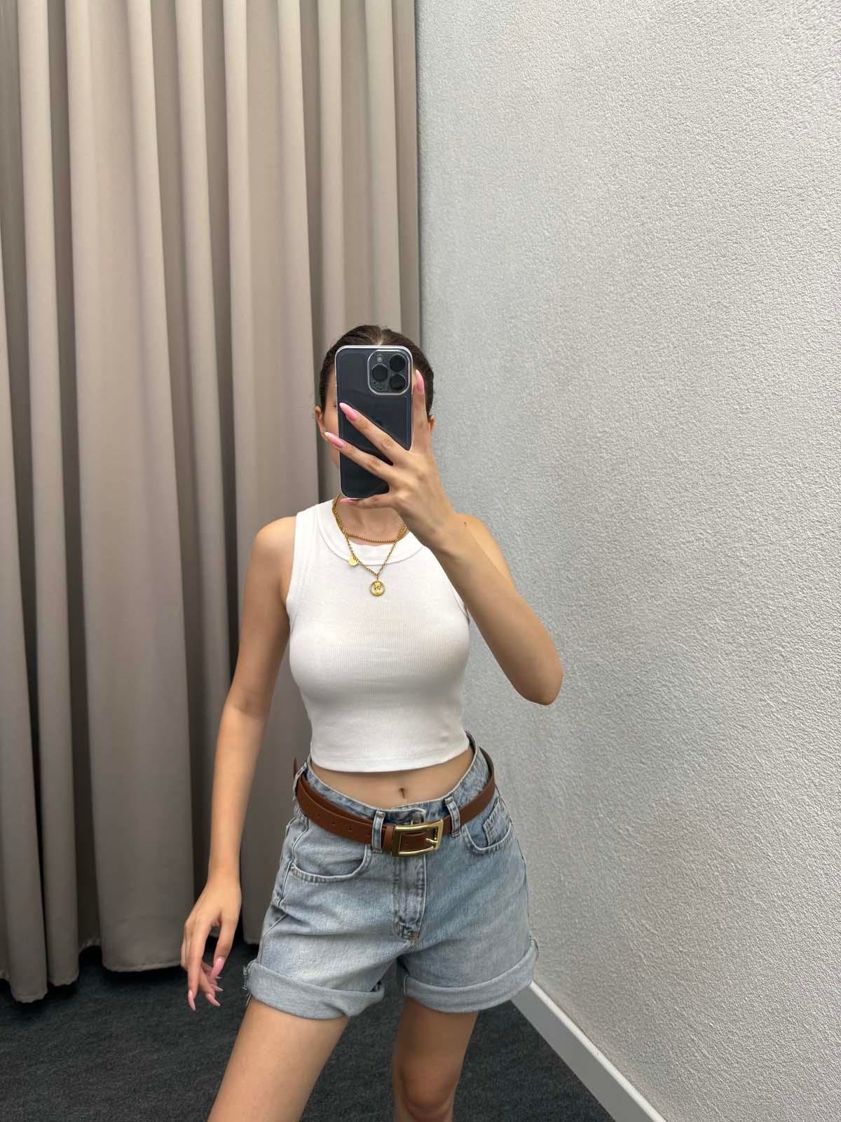 Sugar Halter Yaka Kırık Beyaz Atlet