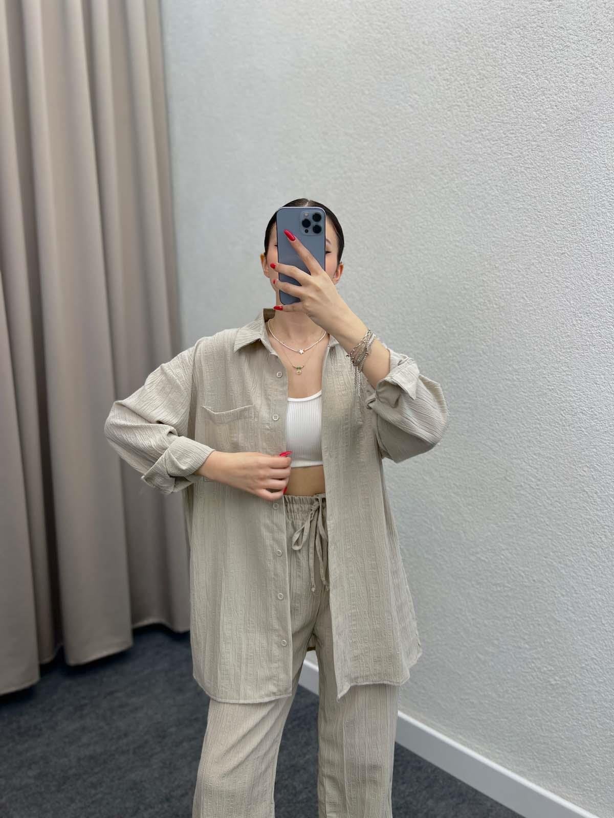 Sulky Keten Bej Gömlekli Takım