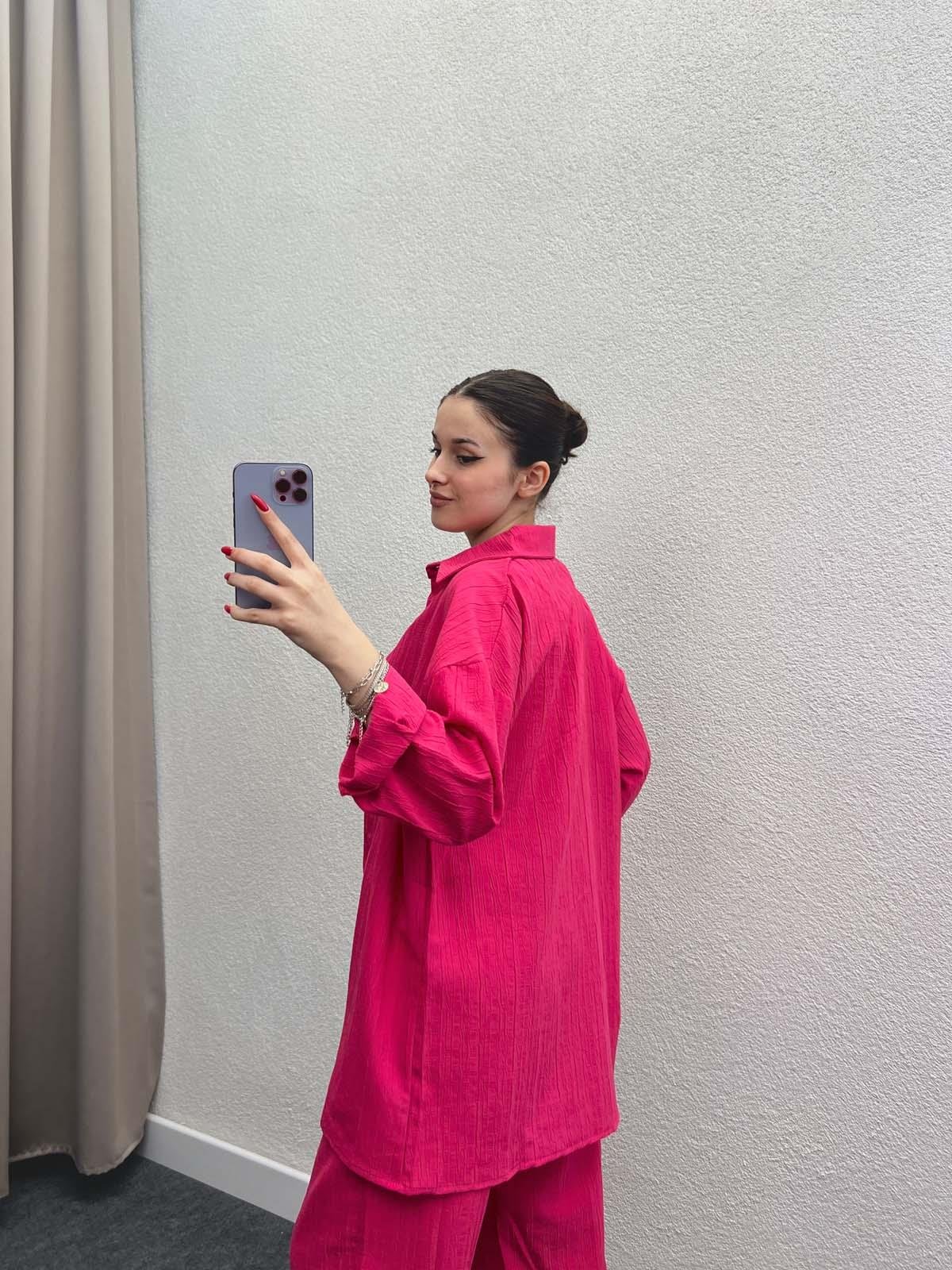 Sulky Keten Pembe Gömlekli Takım