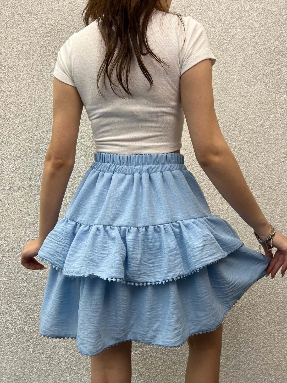 Summer Keten Bebe Mavi Şort Etek