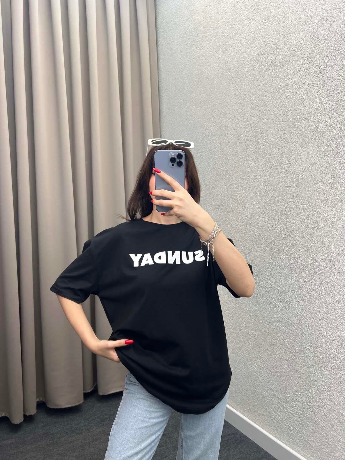 Sunday Siyah Oversize Tshirt