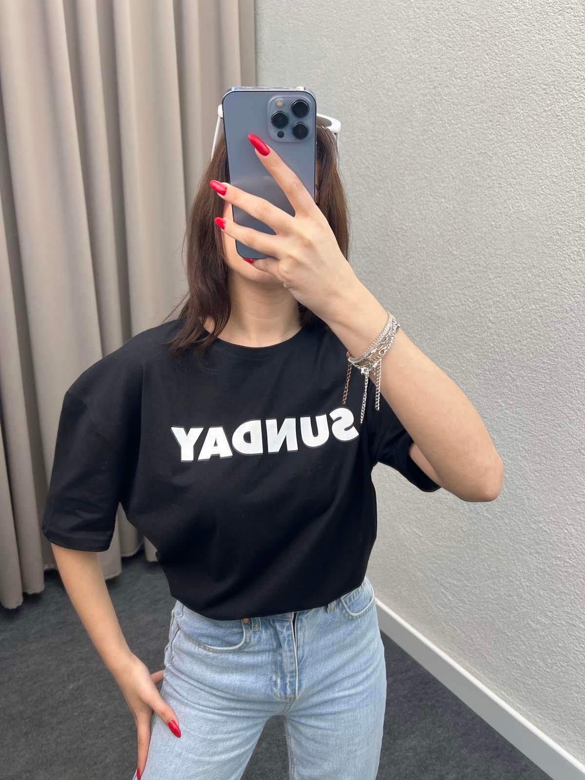 Sunday Siyah Oversize Tshirt