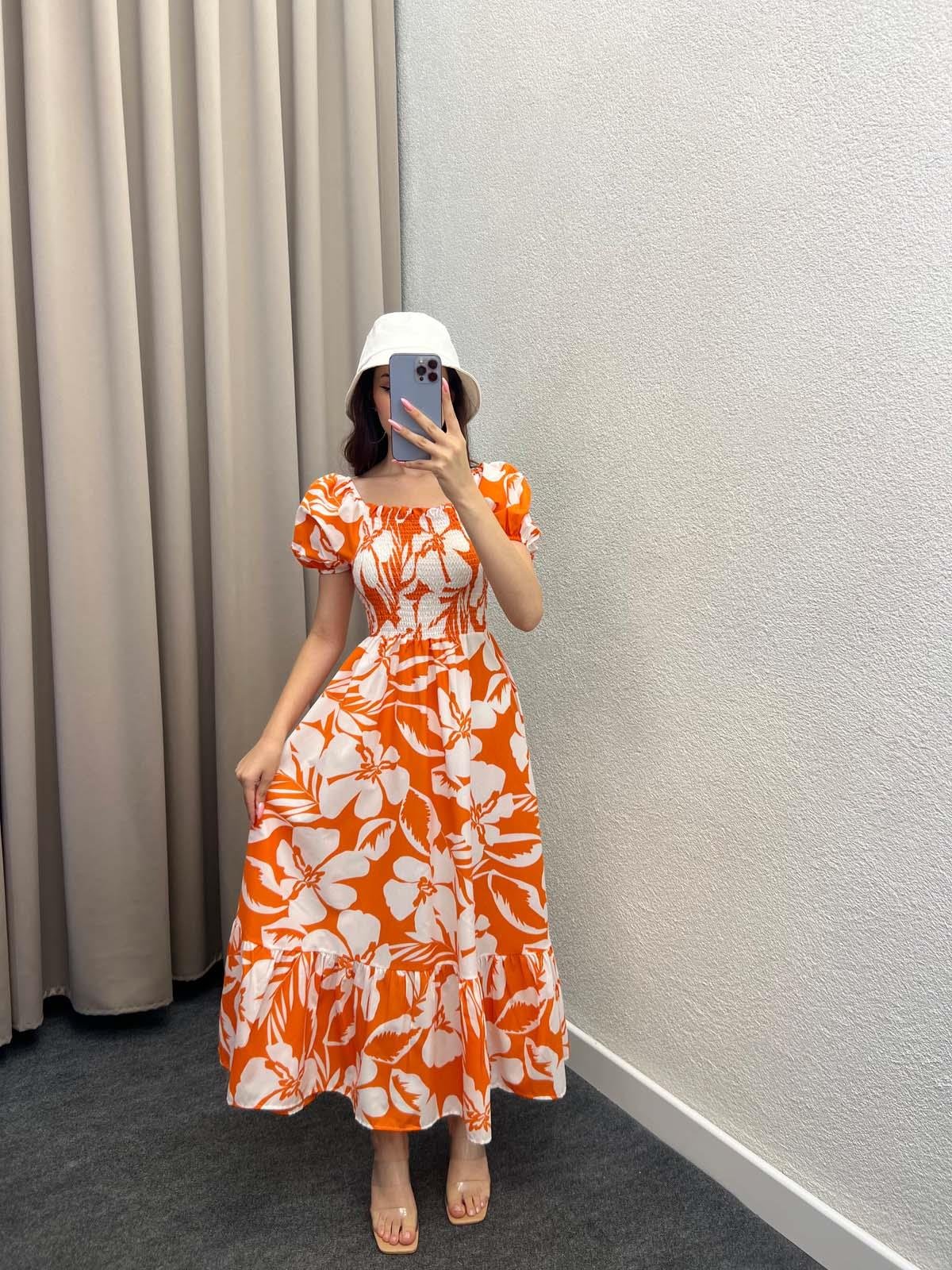 Sunflower Turuncu Poplin Elbise