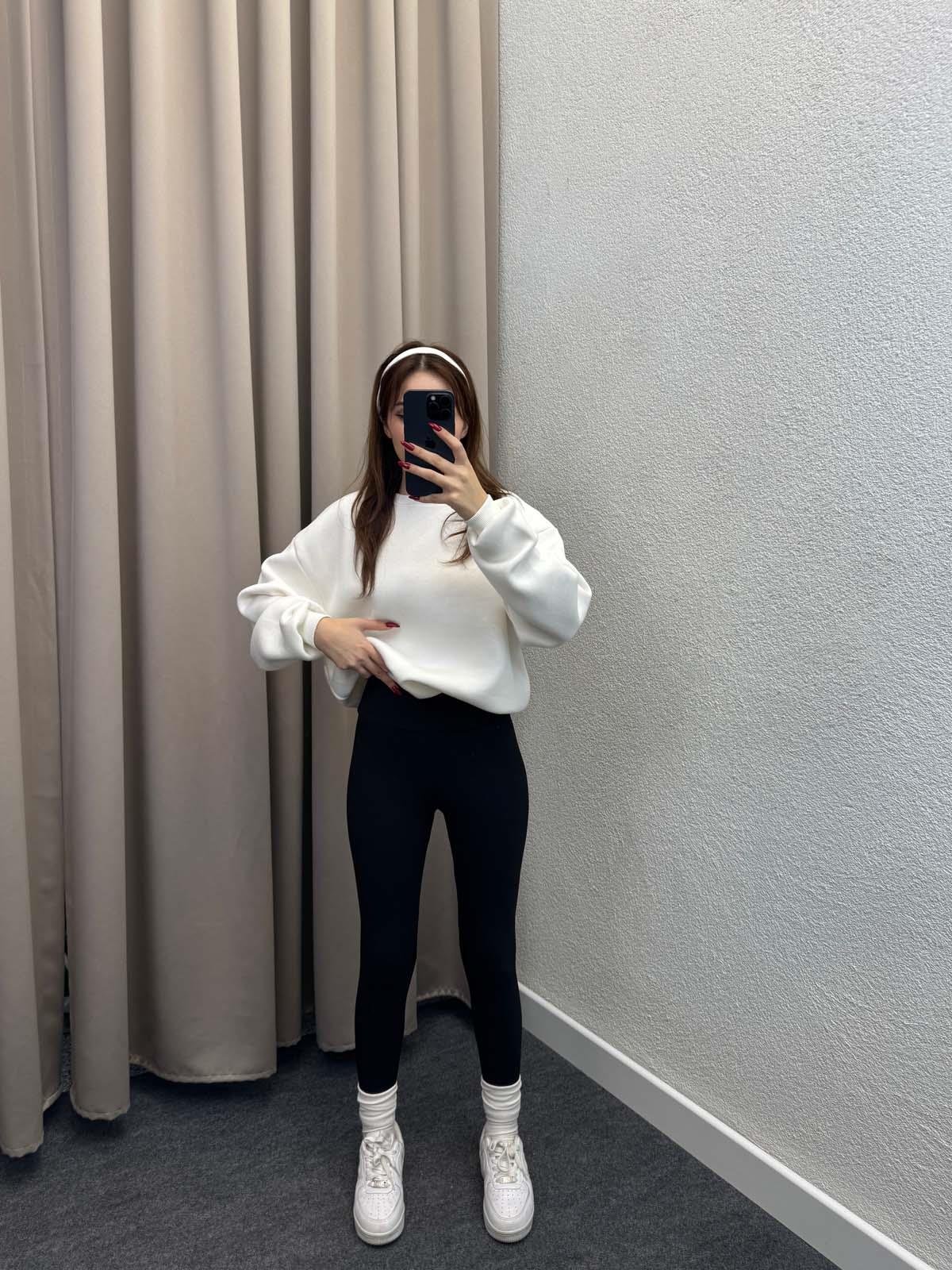 Süper Yüksek Bel Koyu Bej Fitilli Tayt