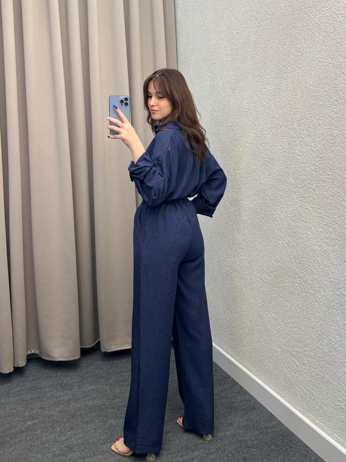 Think Keten Lacivert Gömlekli Takım