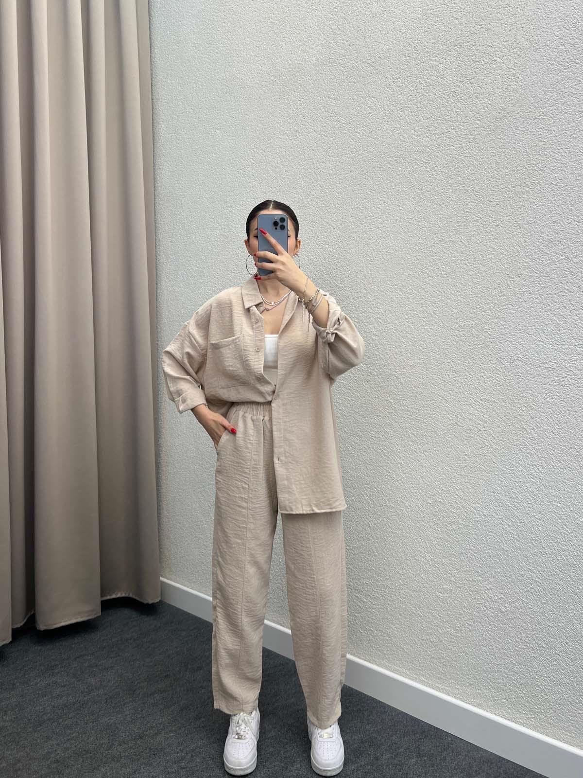 Torino Keten Bej Gömlekli Takım