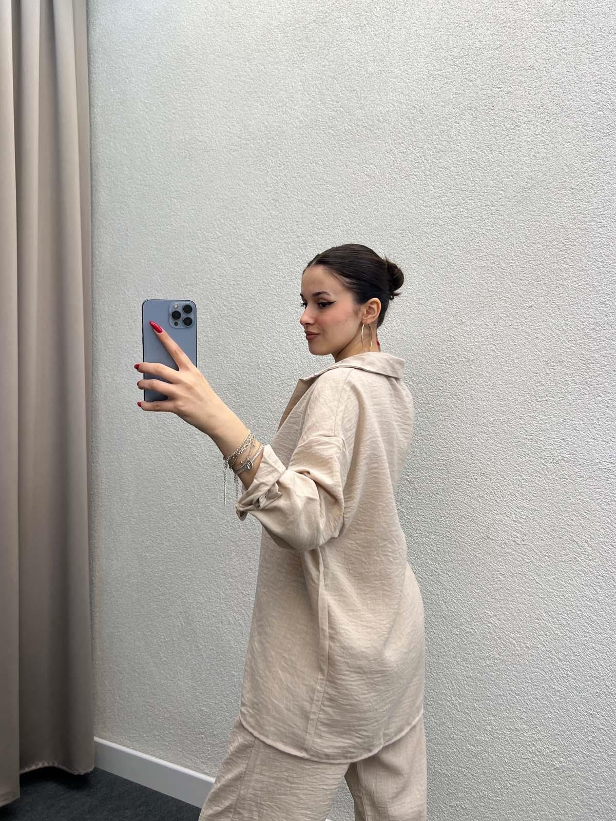 Torino Keten Bej Gömlekli Takım