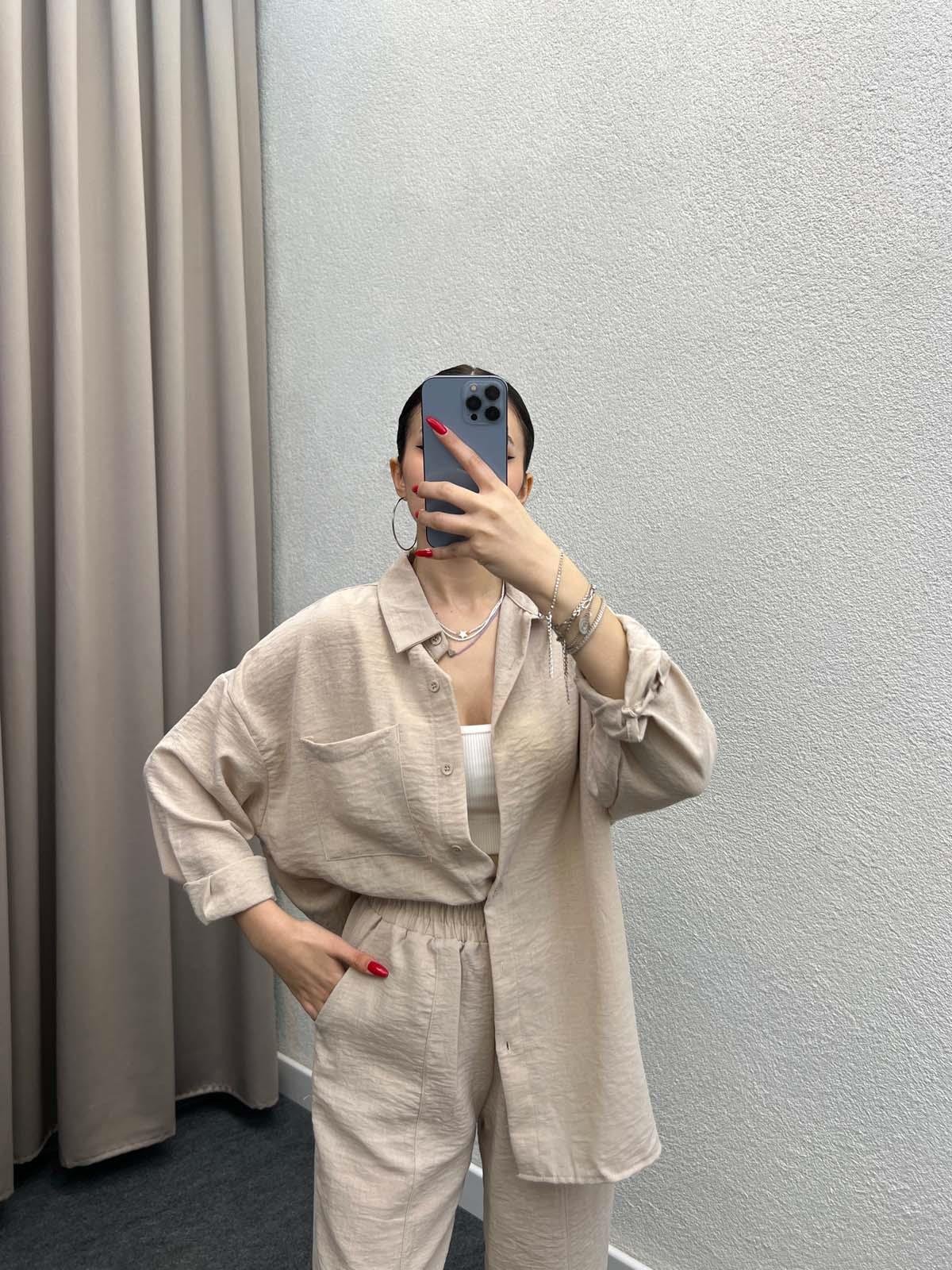 Torino Keten Bej Gömlekli Takım