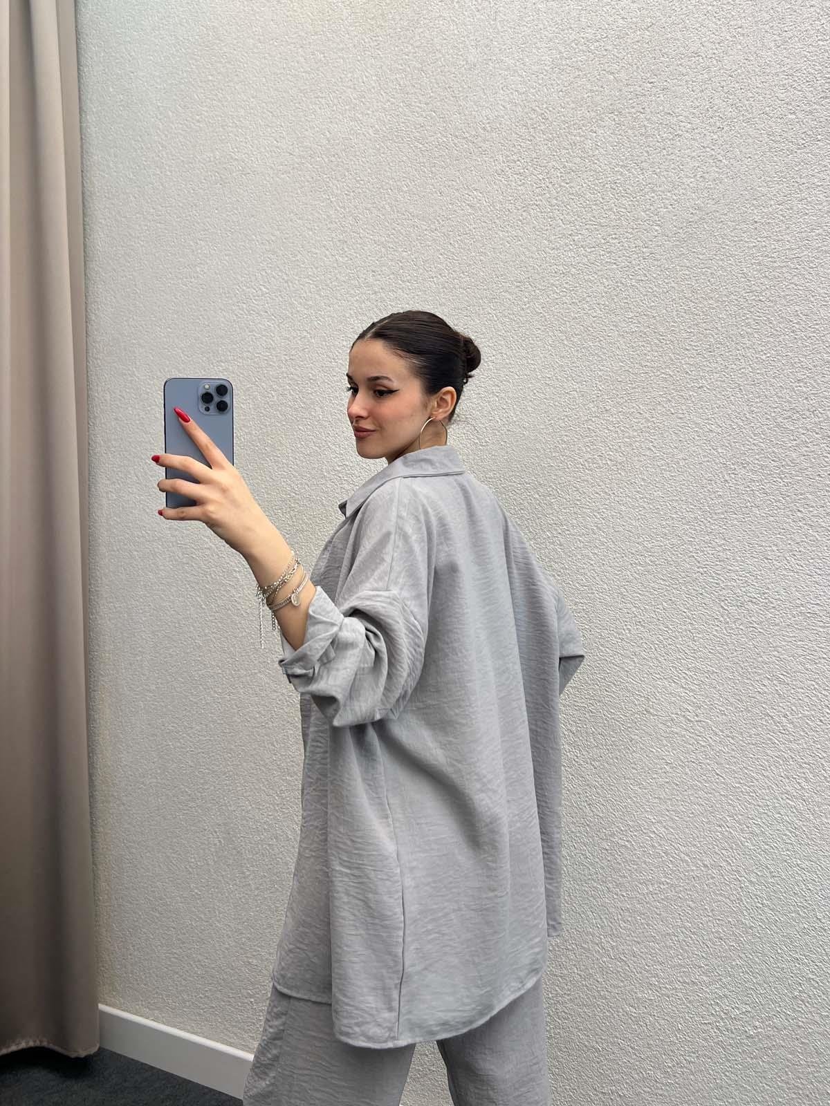 Torino Keten Gri Gömlekli Takım