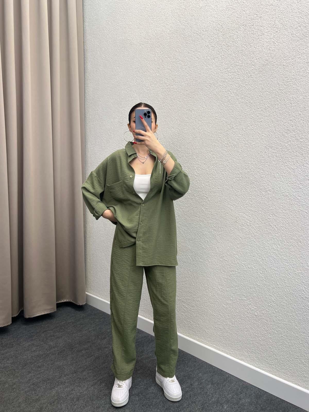 Torino Keten Haki Gömlekli Takım