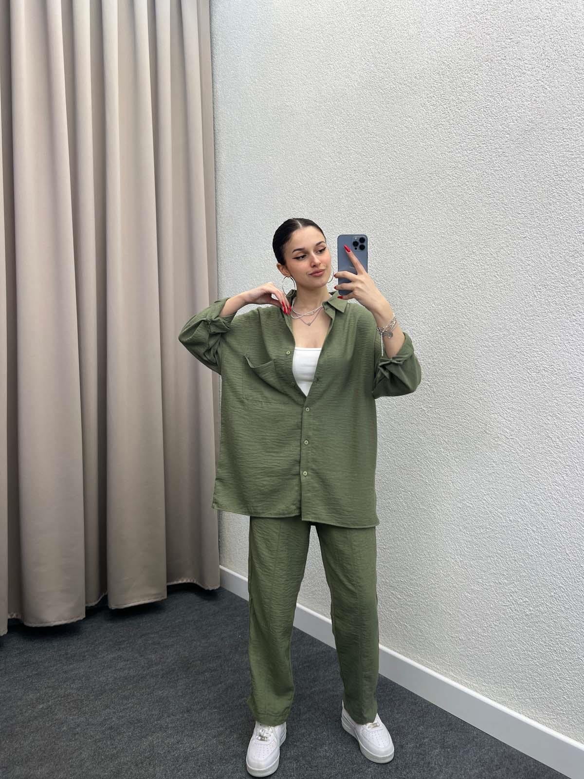 Torino Keten Haki Gömlekli Takım