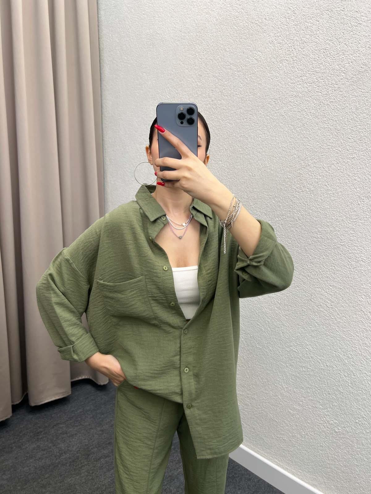 Torino Keten Haki Gömlekli Takım