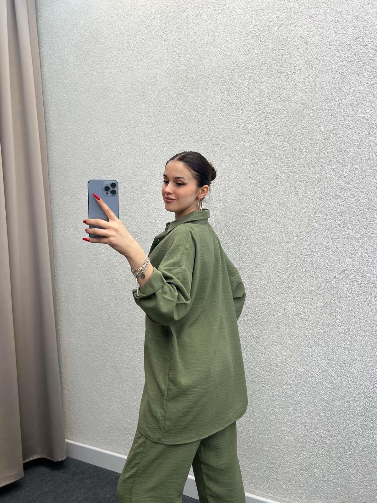 Torino Keten Haki Gömlekli Takım