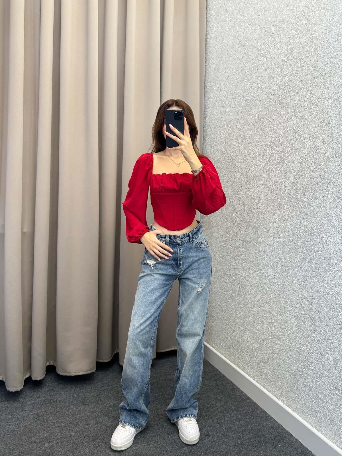 Vendetta Kırmızı Balenli Bluz