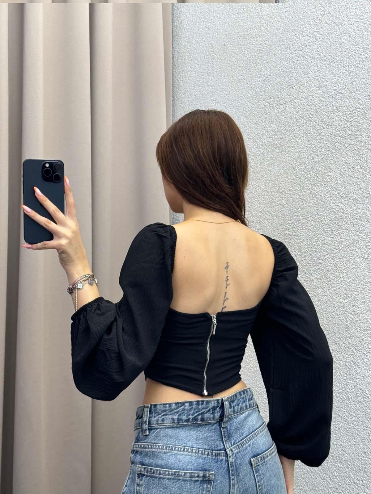 Vendetta Siyah Balenli Bluz