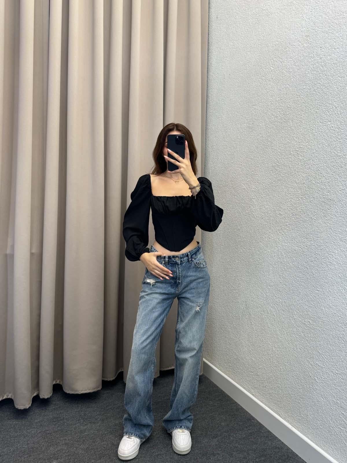 Vendetta Siyah Balenli Bluz